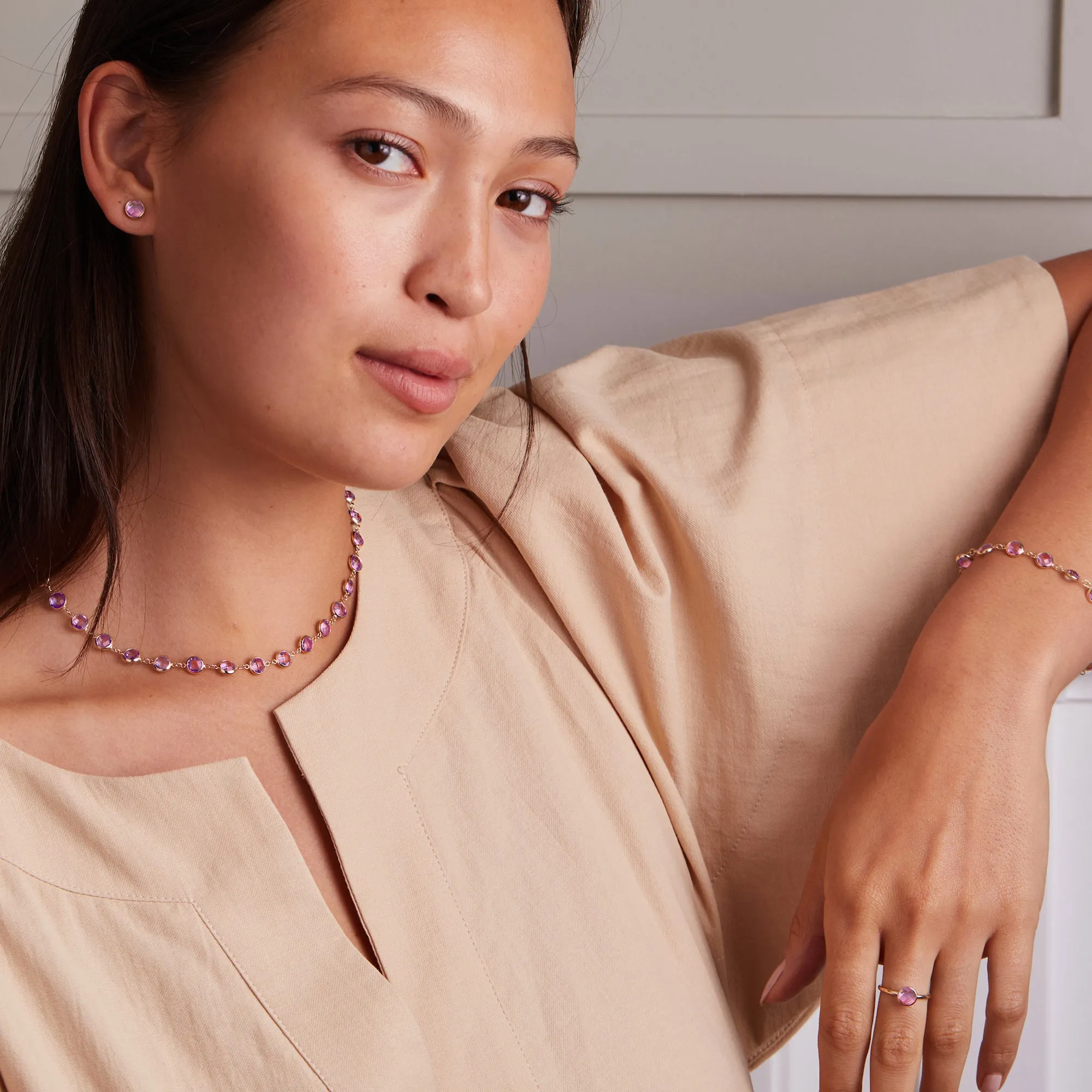 Newport Grand Pink Sapphire Necklace in 14k Gold (October) sold by Haverhill product image thumbnail 2