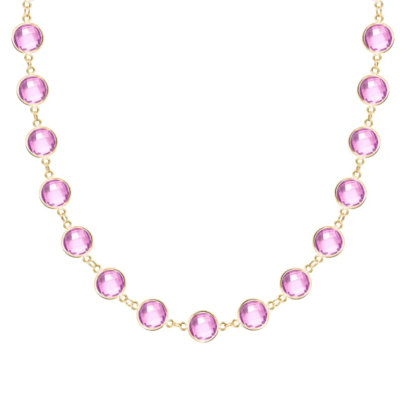 Newport Grand Pink Sapphire Necklace in 14k Gold (October) sold by Haverhill