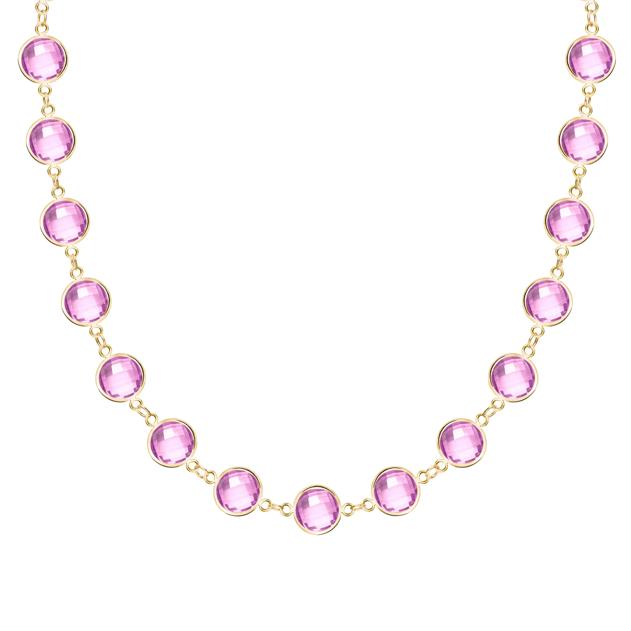 Newport Grand Pink Sapphire Necklace in 14k Gold (October) sold by Haverhill
