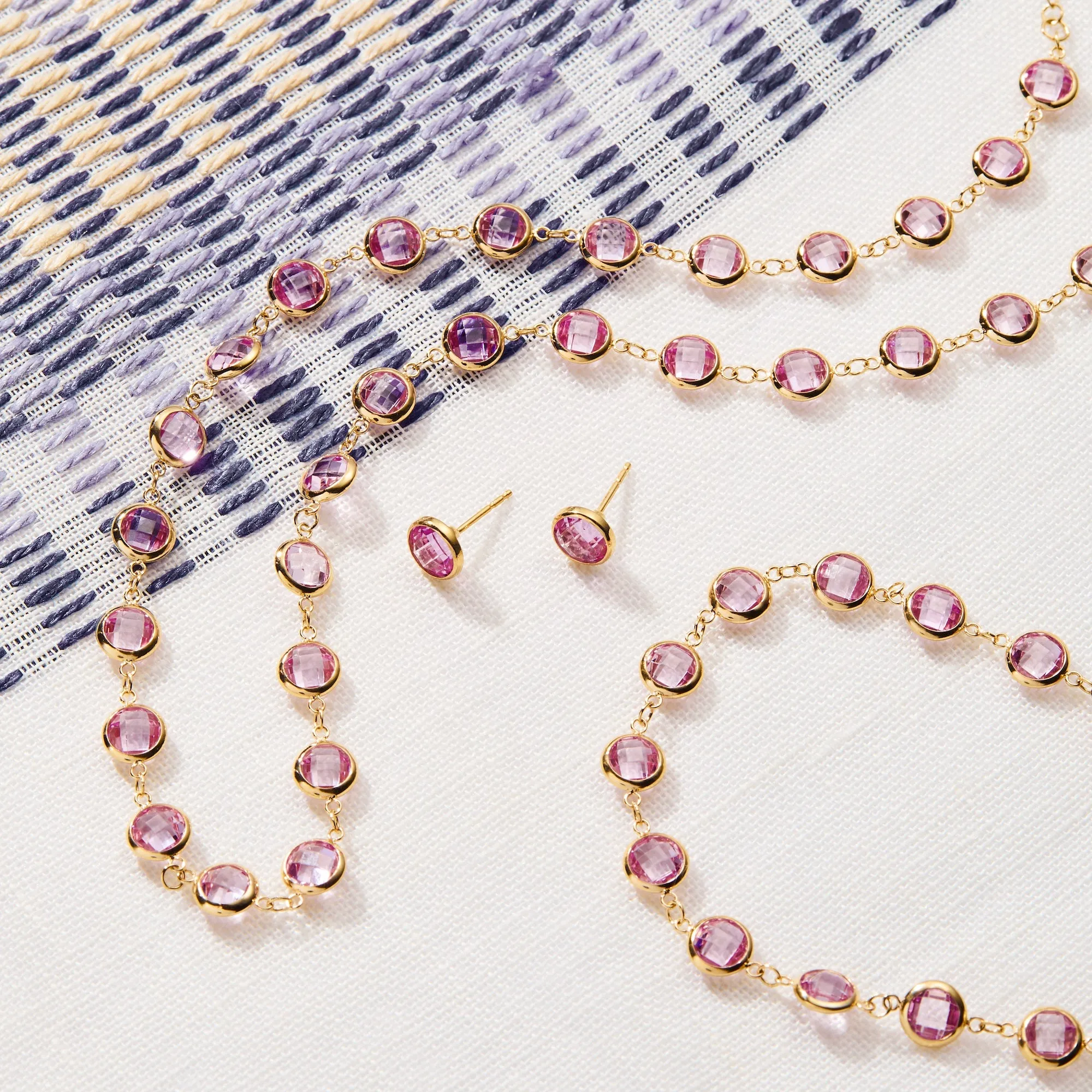 Newport Grand Pink Sapphire Bracelet in 14k Gold (October) sold by Haverhill product image thumbnail 3