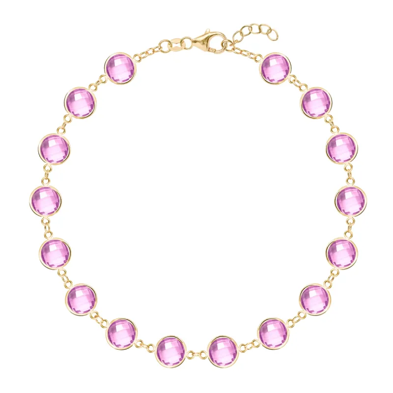 Newport Grand Pink Sapphire Bracelet in 14k Gold (October) sold by Haverhill