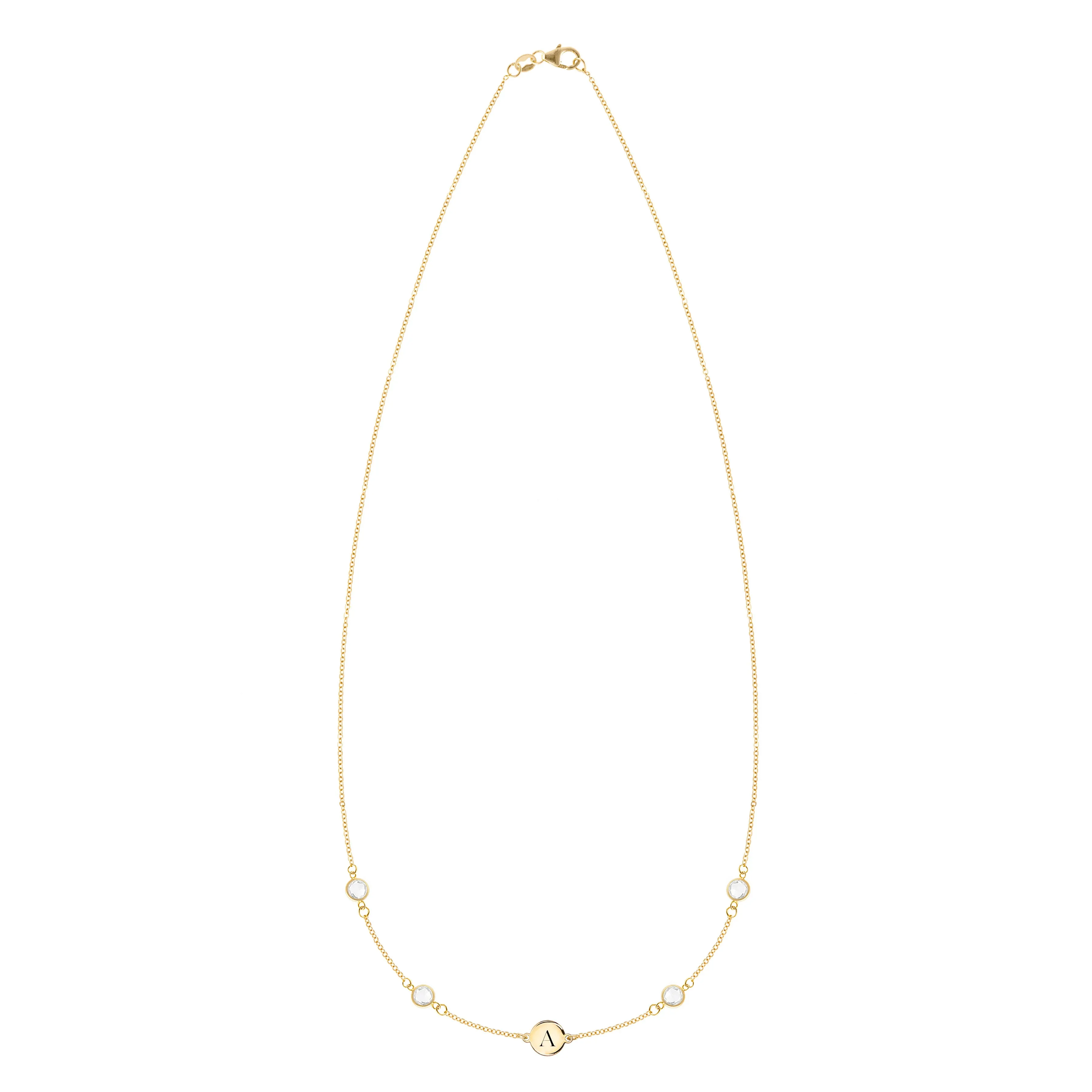 1 Letter & 4 Petite Birthstone Necklace in 14k Gold (Double Spacing) sold by Haverhill product image thumbnail 4