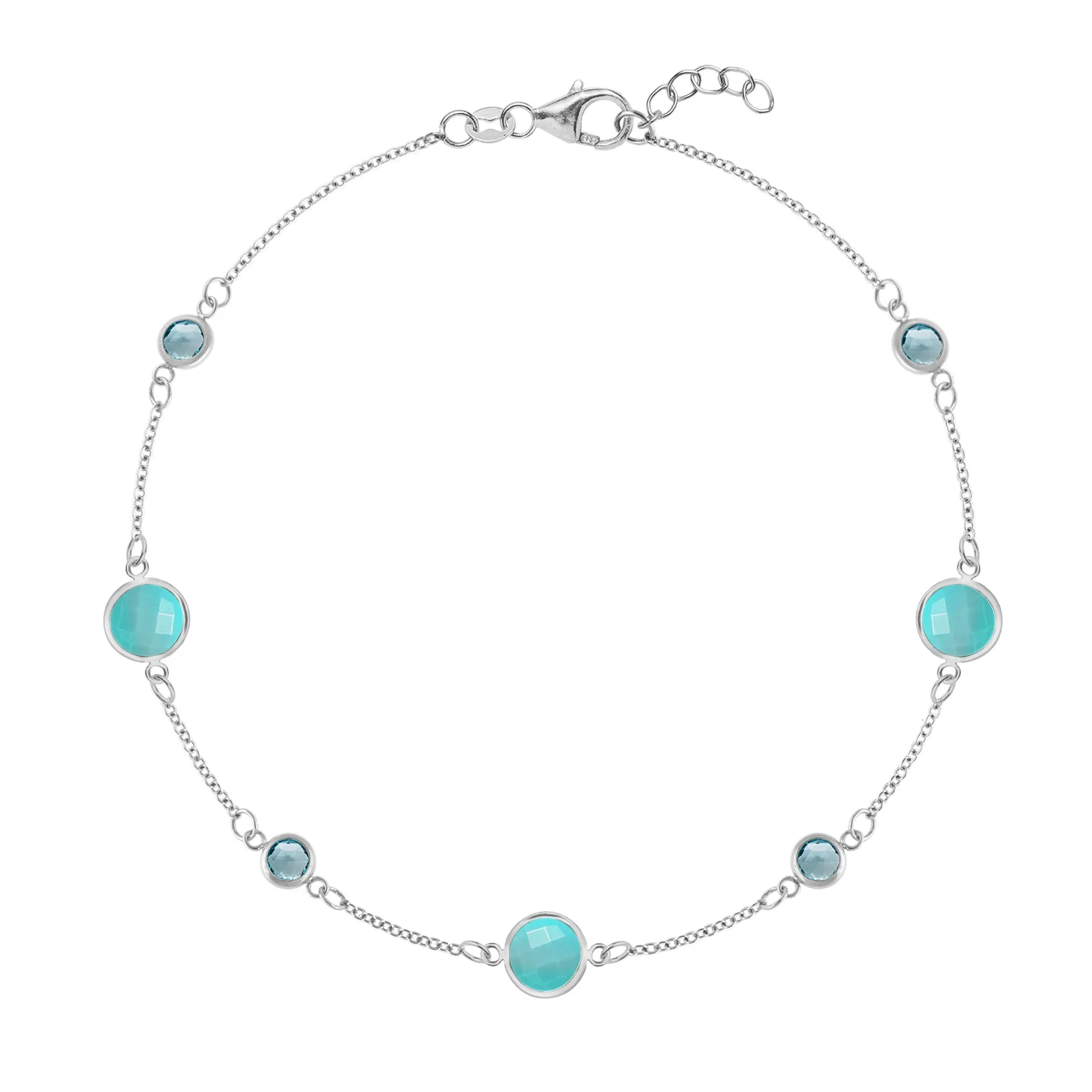 Bayberry Grand & Petite 7 Turquoise & Nantucket Blue Topaz Bracelet in 14k Gold (December) sold by Haverhill product image thumbnail 5