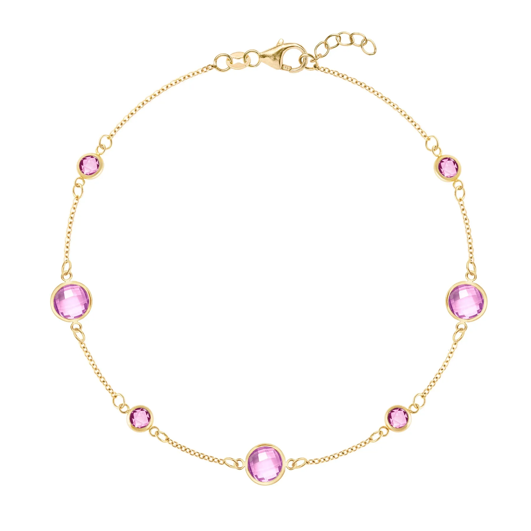 Bayberry Grand & Petite 7 Pink Sapphire Bracelet in 14k Gold (October) sold by Haverhill