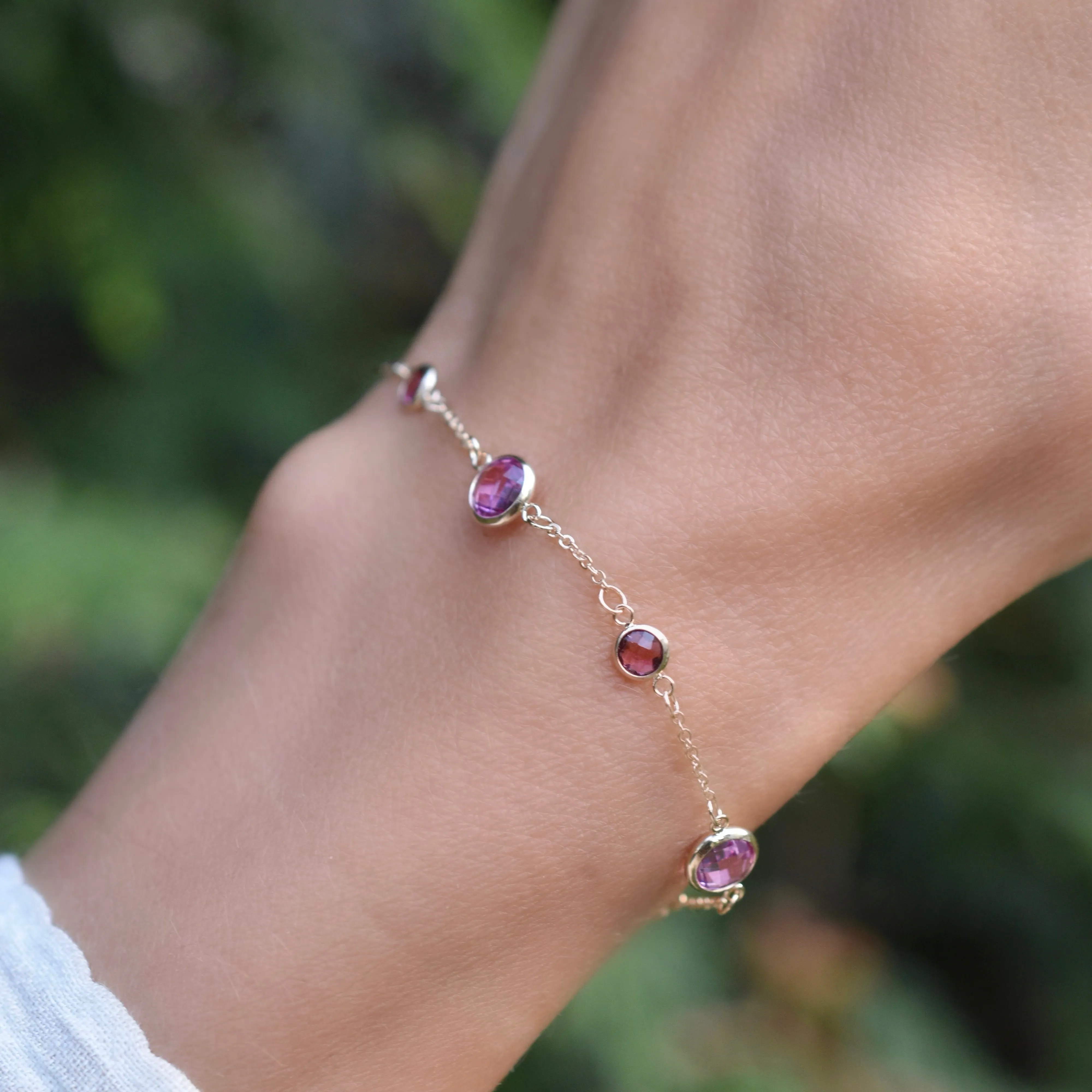 Bayberry Grand & Petite 7 Pink Sapphire Bracelet in 14k Gold (October) sold by Haverhill product image thumbnail 2