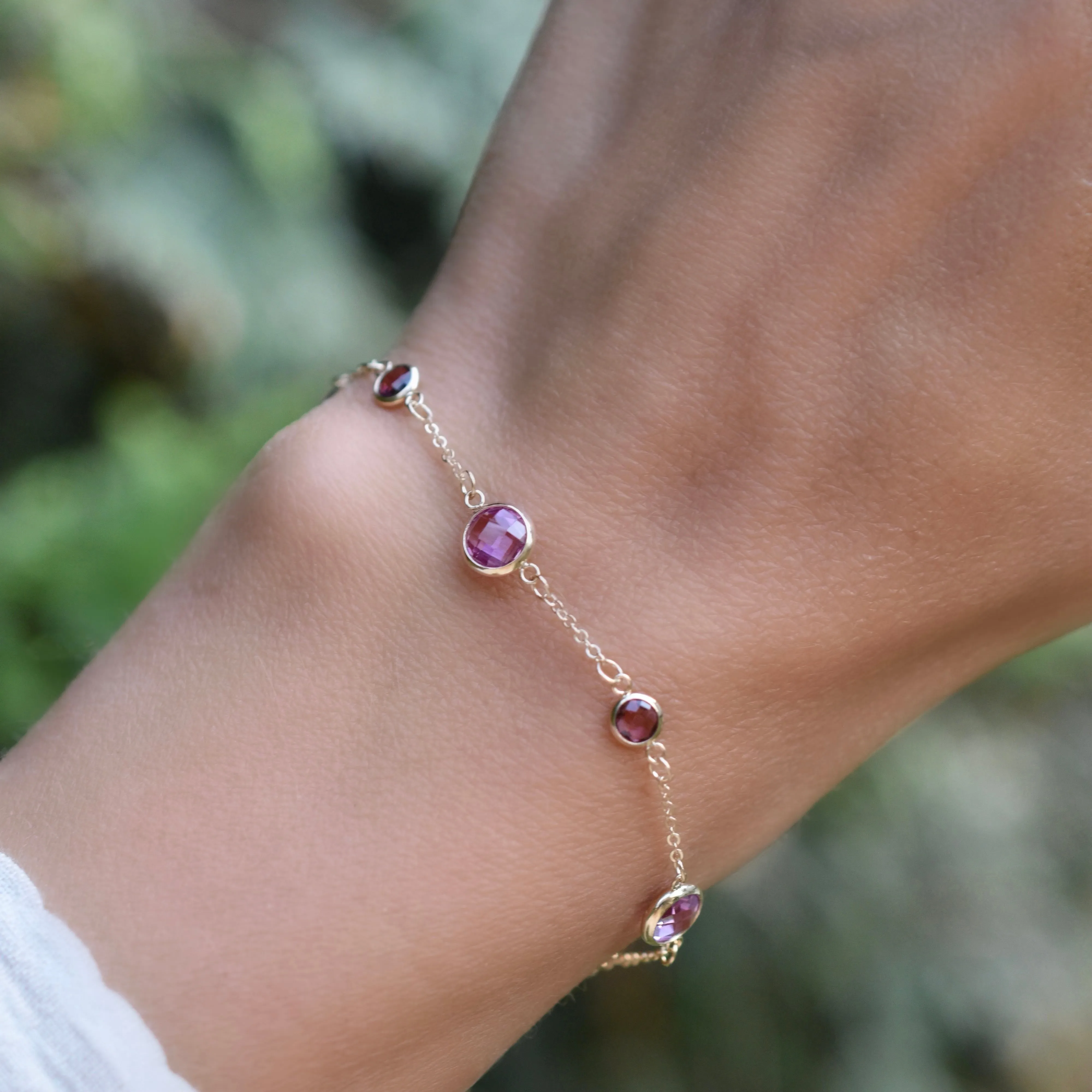 Bayberry Grand & Petite 7 Pink Sapphire Bracelet in 14k Gold (October) sold by Haverhill product image thumbnail 3