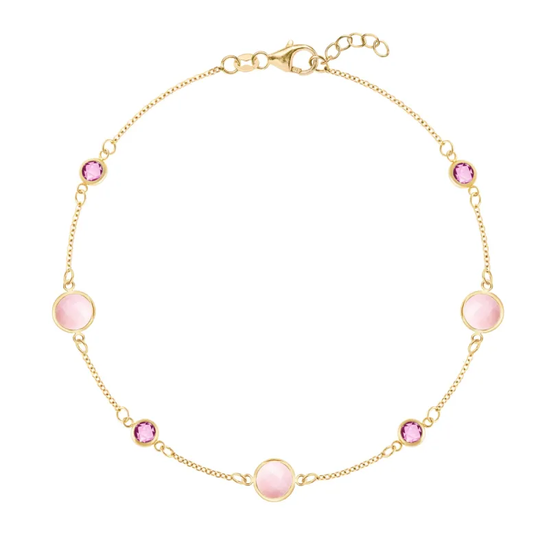 Bayberry Grand & Petite 7 Pink Opal & Pink Sapphire Bracelet in 14k Gold (October) sold by Haverhill
