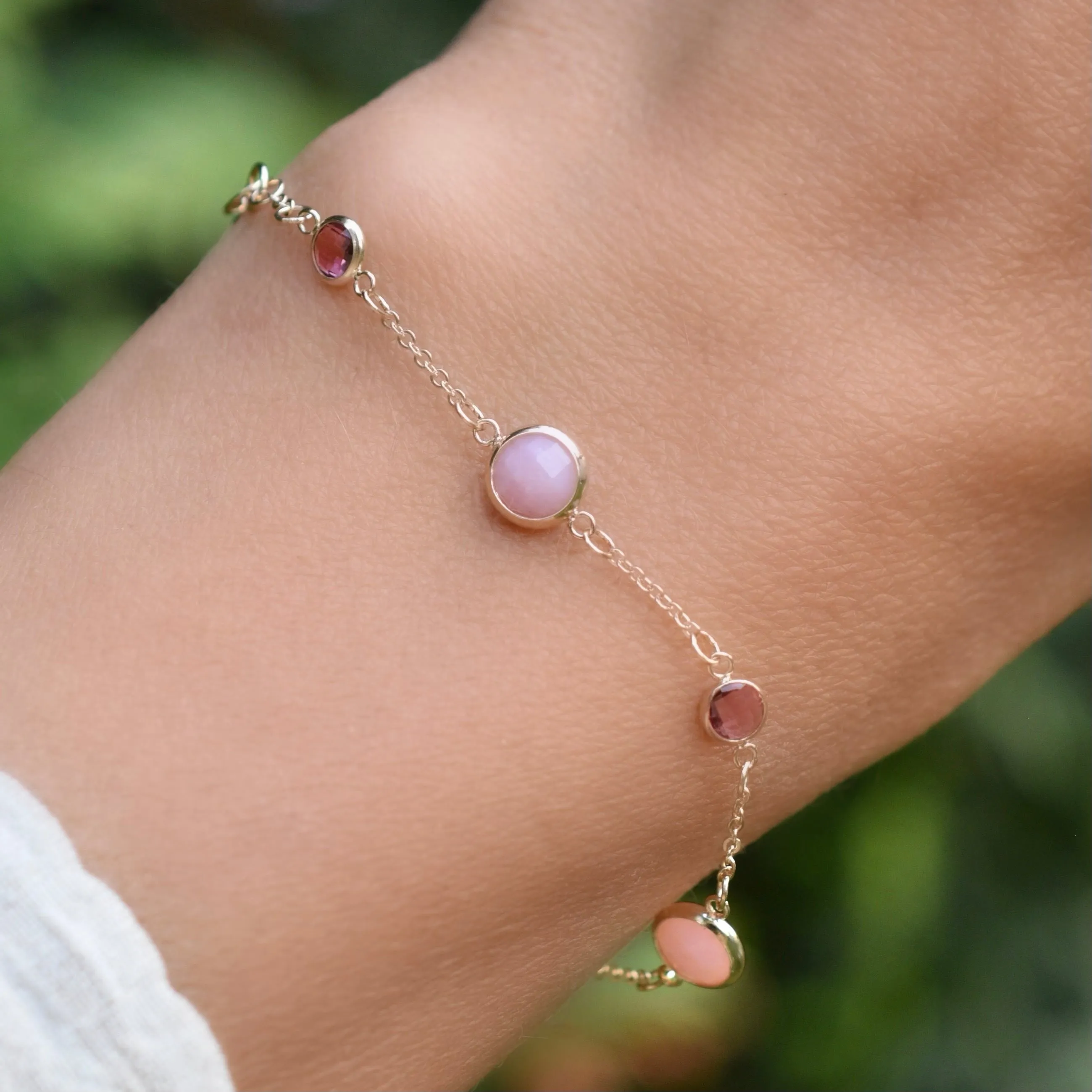 Bayberry Grand & Petite 7 Pink Opal & Pink Sapphire Bracelet in 14k Gold (October) sold by Haverhill product image thumbnail 3