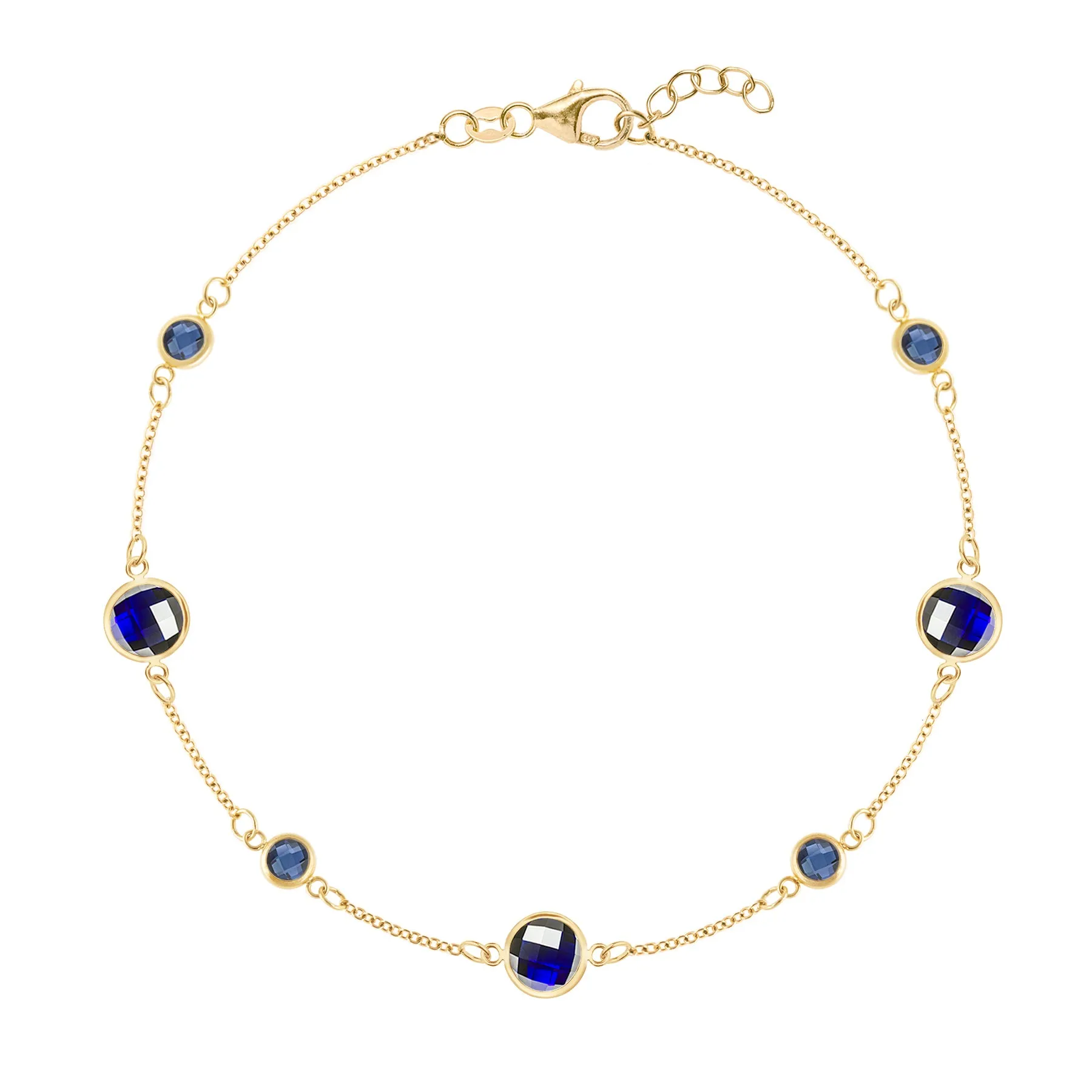 Bayberry Grand & Petite 7 Sapphire Bracelet in 14k Gold (September) sold by Haverhill