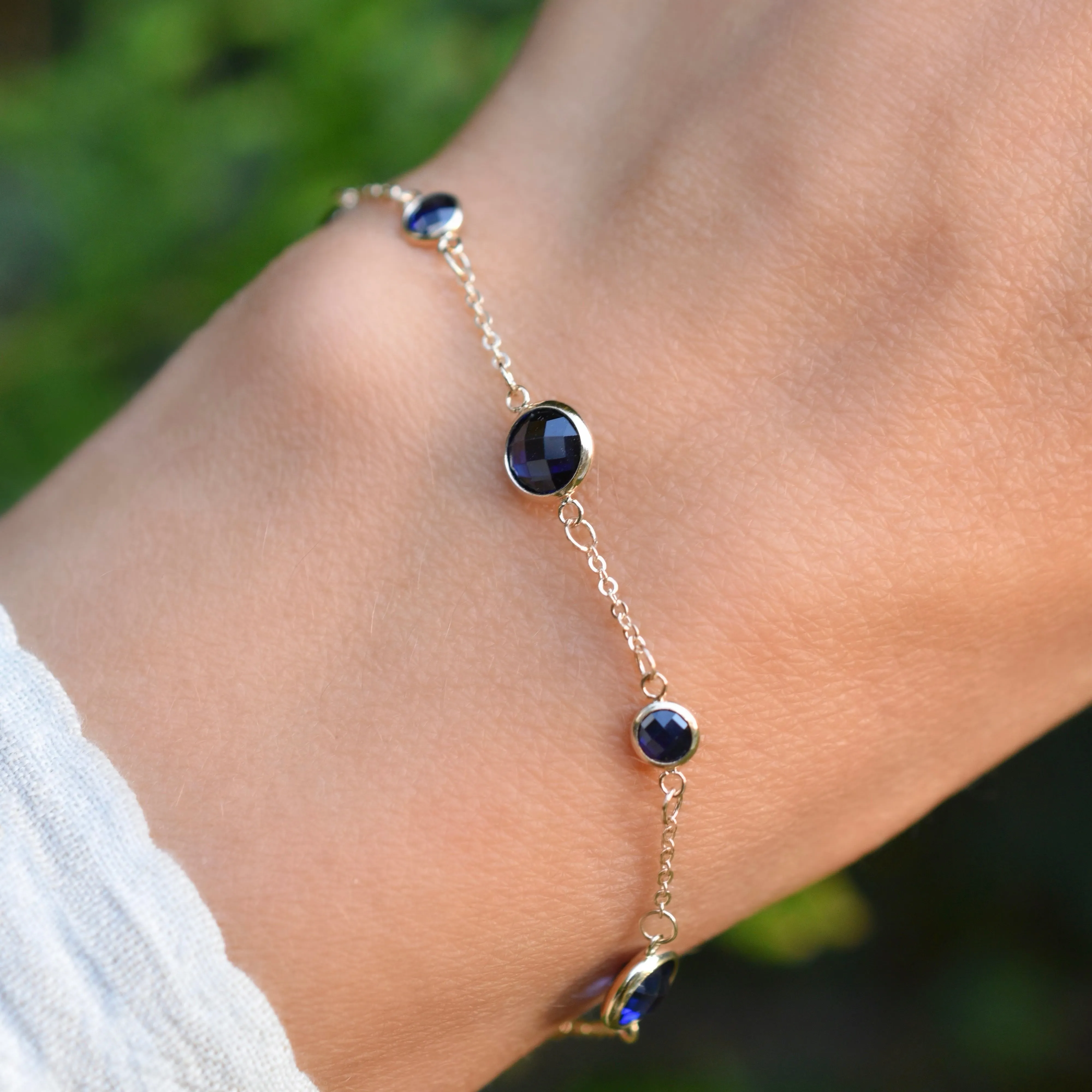 Bayberry Grand & Petite 7 Sapphire Bracelet in 14k Gold (September) sold by Haverhill product image thumbnail 2