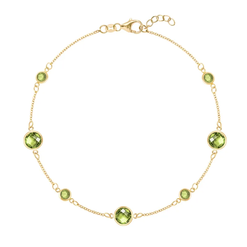 Bayberry Grand & Petite 7 Peridot Bracelet in 14k Gold (August) sold by Haverhill