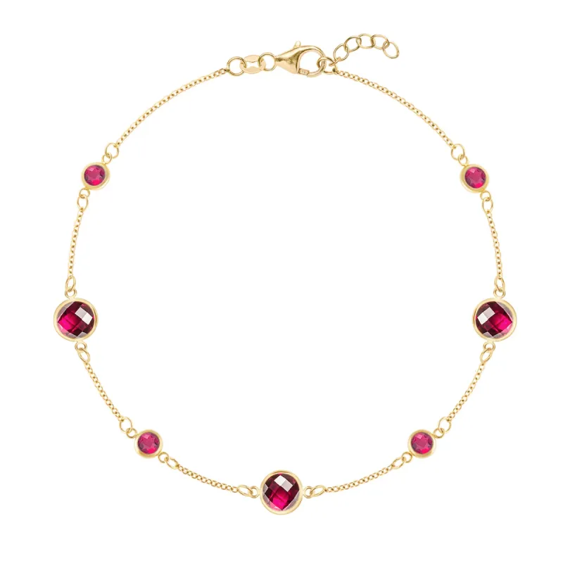 Bayberry Grand & Petite 7 Ruby Bracelet in 14k Gold (July) sold by Haverhill