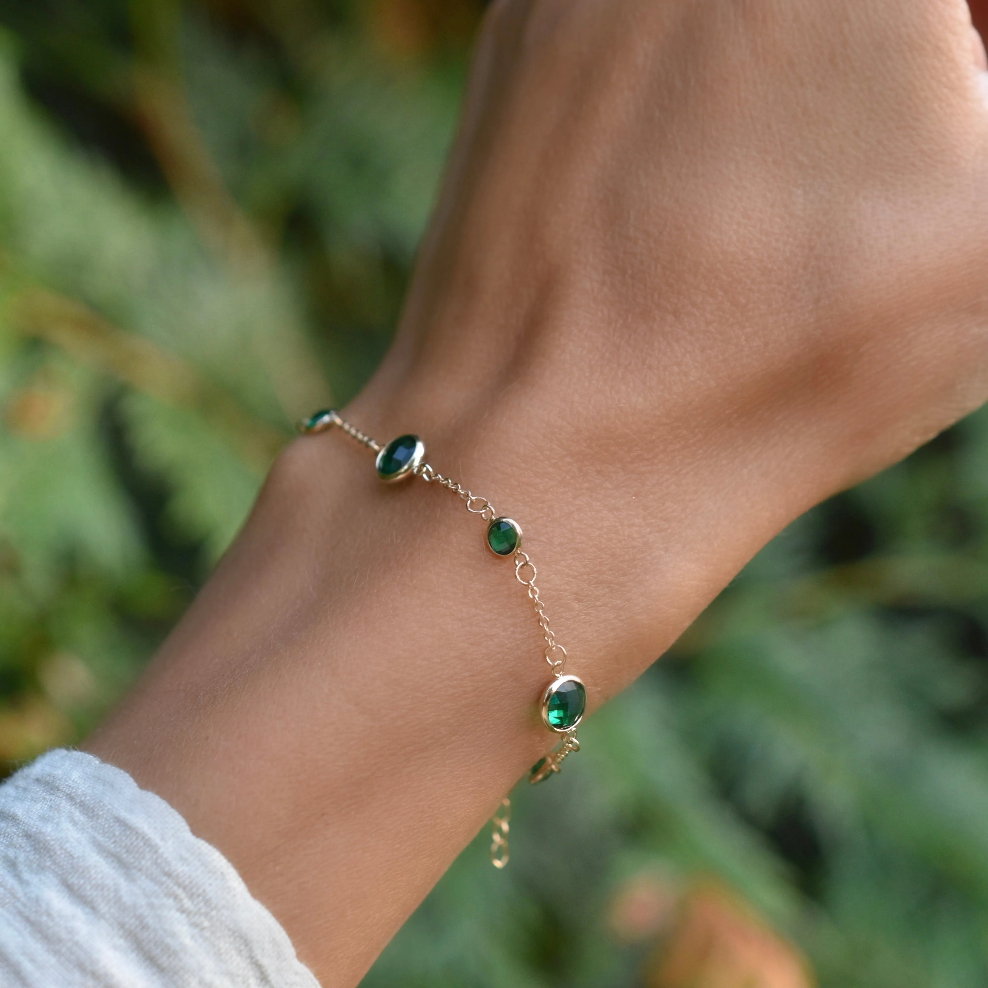 Bayberry Grand & Petite 7 Emerald Bracelet in 14k Gold (May) sold by Haverhill product image thumbnail 2