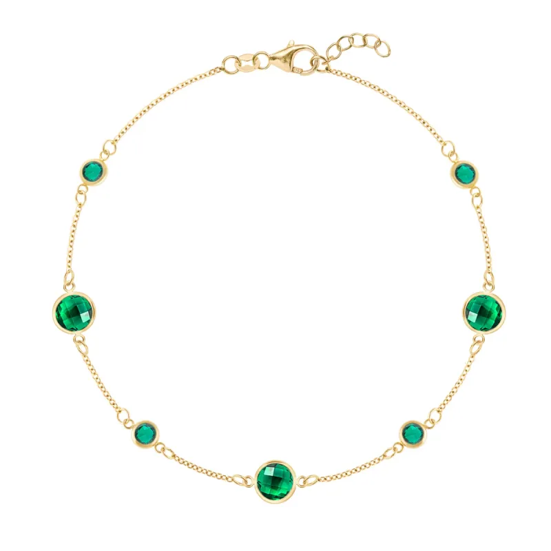 Bayberry Grand & Petite 7 Emerald Bracelet in 14k Gold (May) sold by Haverhill
