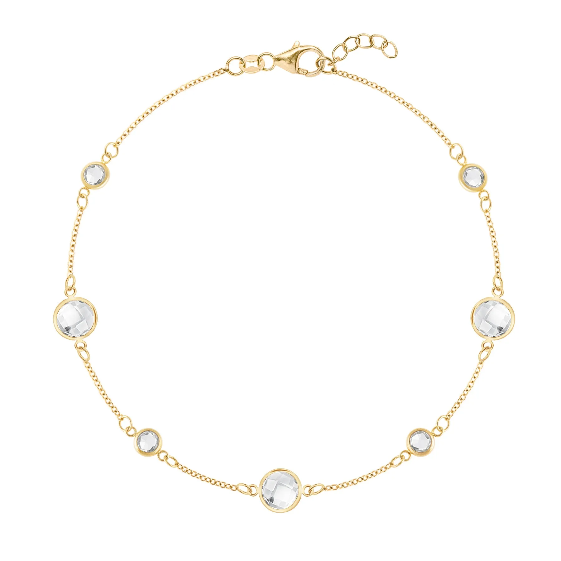 Bayberry Grand & Petite 7 White Topaz Bracelet in 14k Gold (April) sold by Haverhill