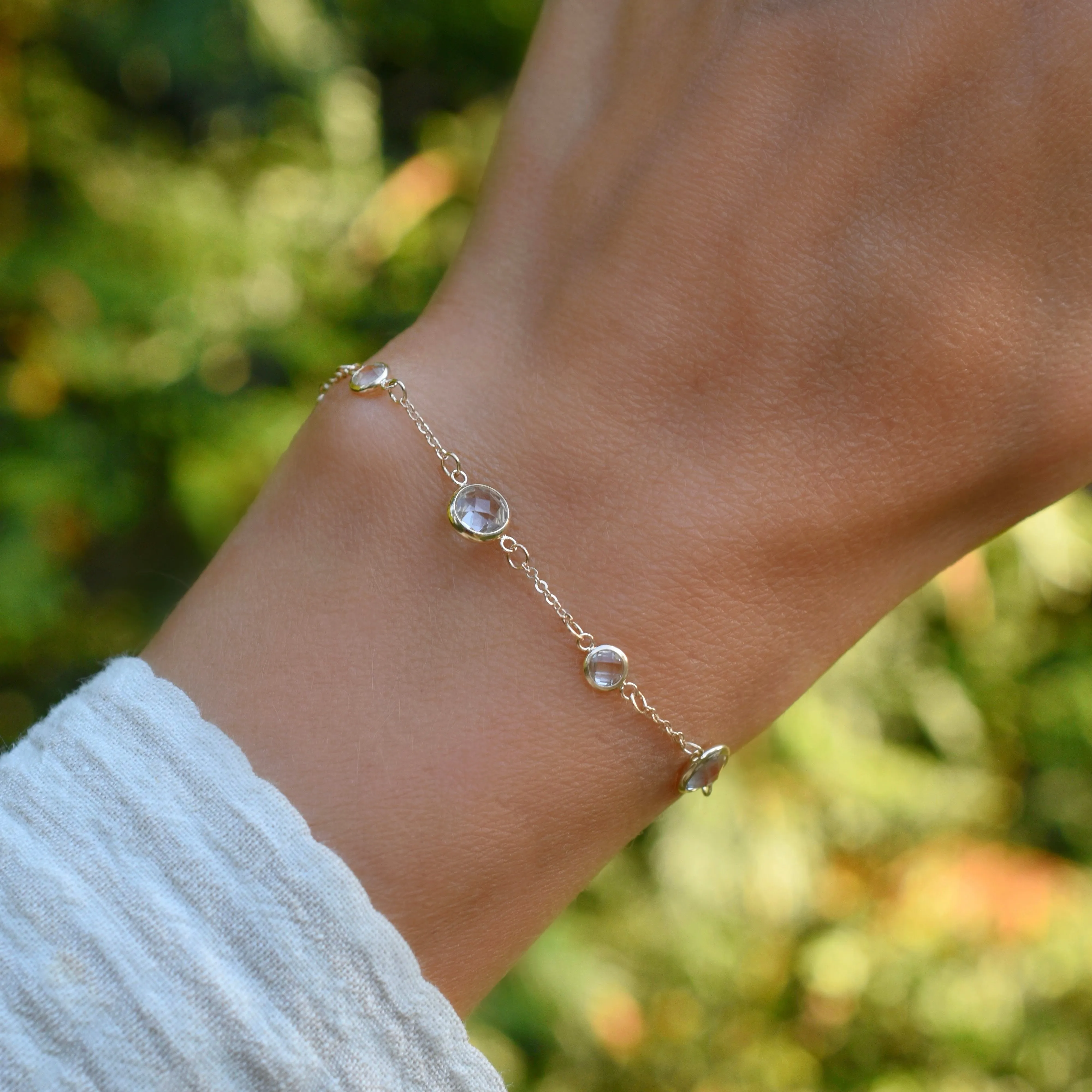 Bayberry Grand & Petite 7 White Topaz Bracelet in 14k Gold (April) sold by Haverhill product image thumbnail 2
