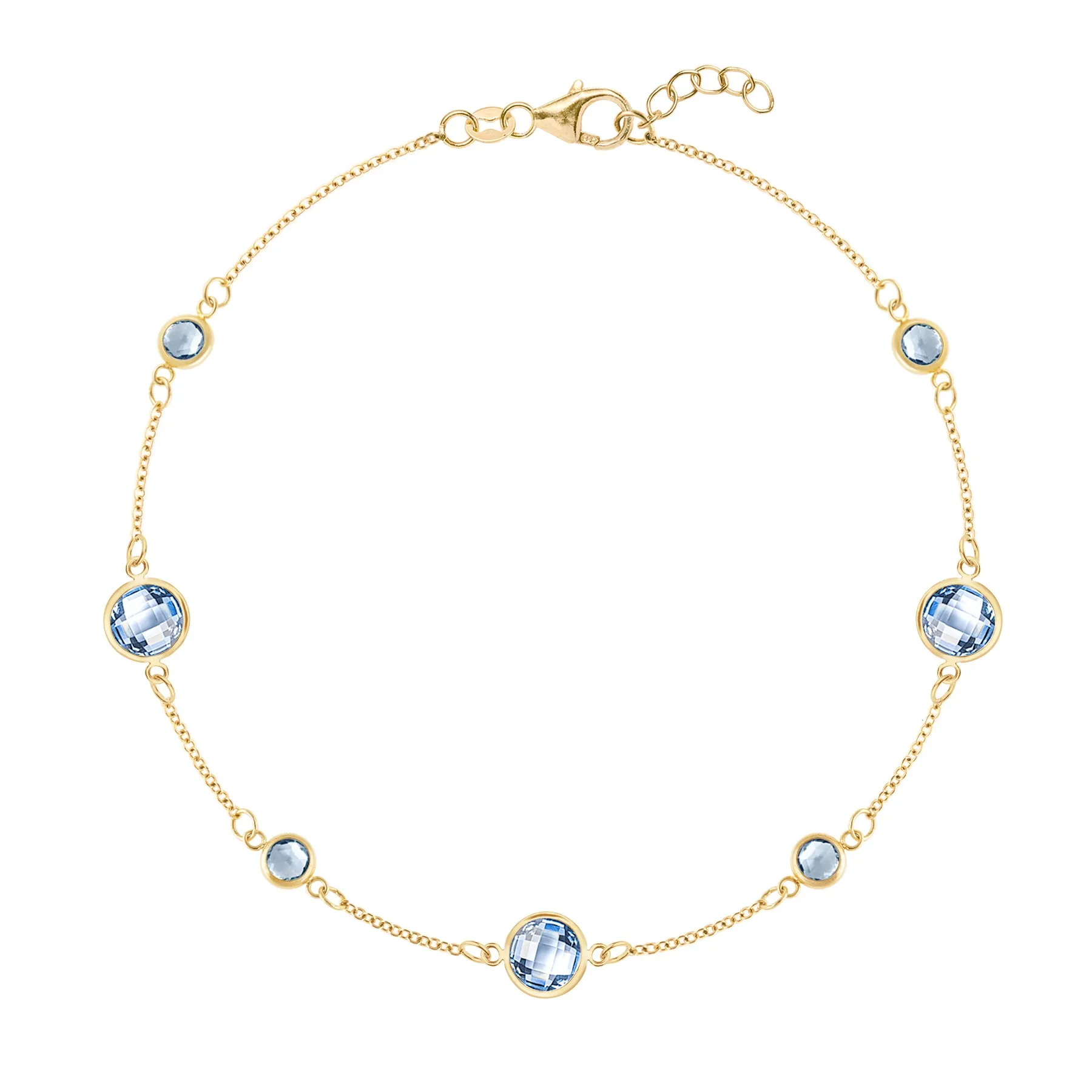 Bayberry Grand & Petite 7 Aquamarine Bracelet in 14k Gold (March) sold by Haverhill