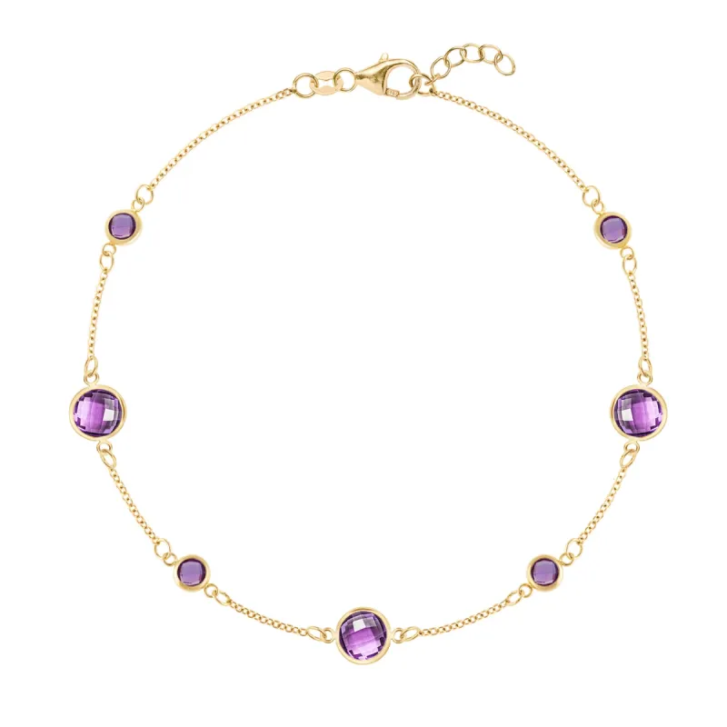 Bayberry Grand & Petite 7 Amethyst Bracelet in 14k Gold (February) sold by Haverhill