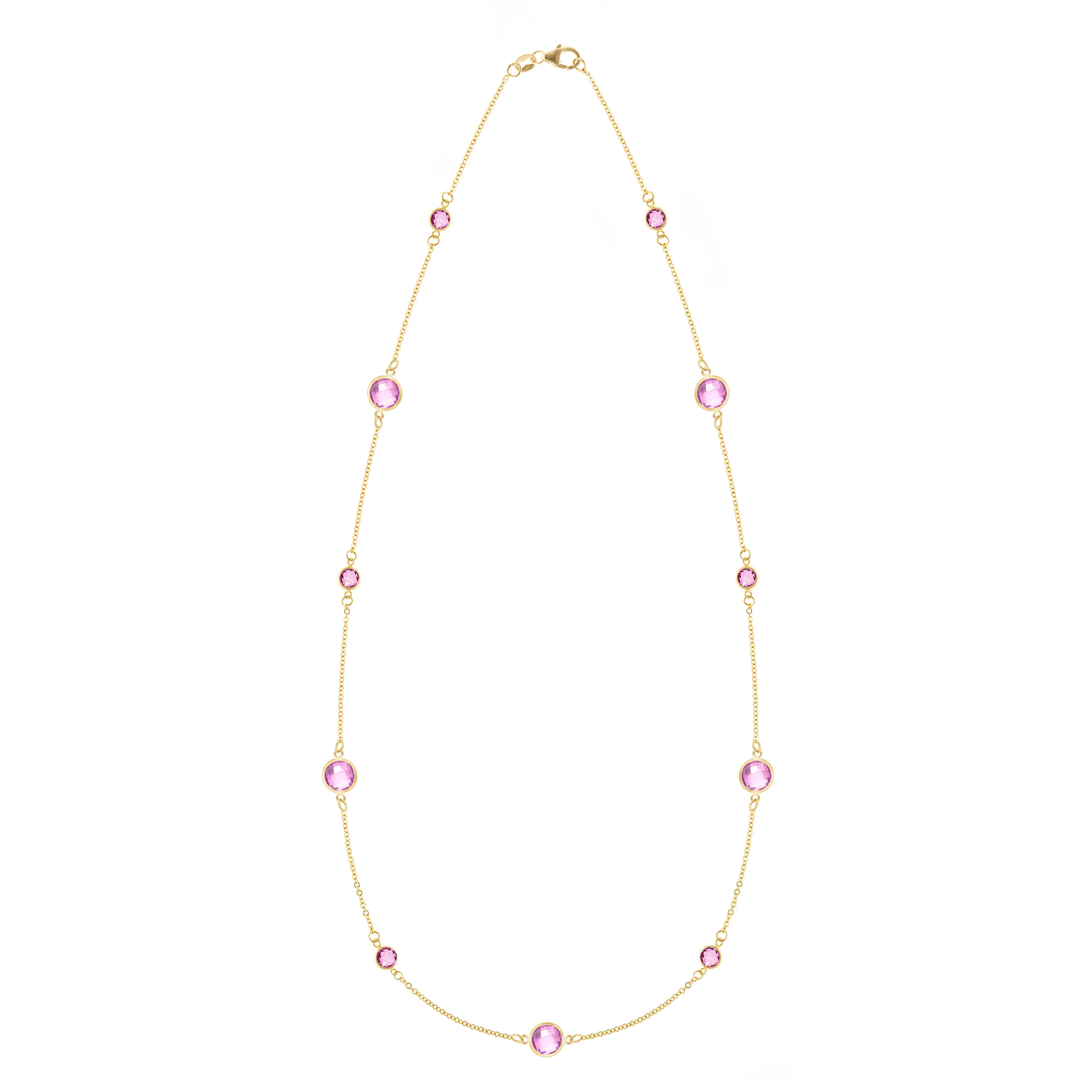 Bayberry Grand & Petite 11 Pink Sapphire Necklace in 14k Gold (October) sold by Haverhill