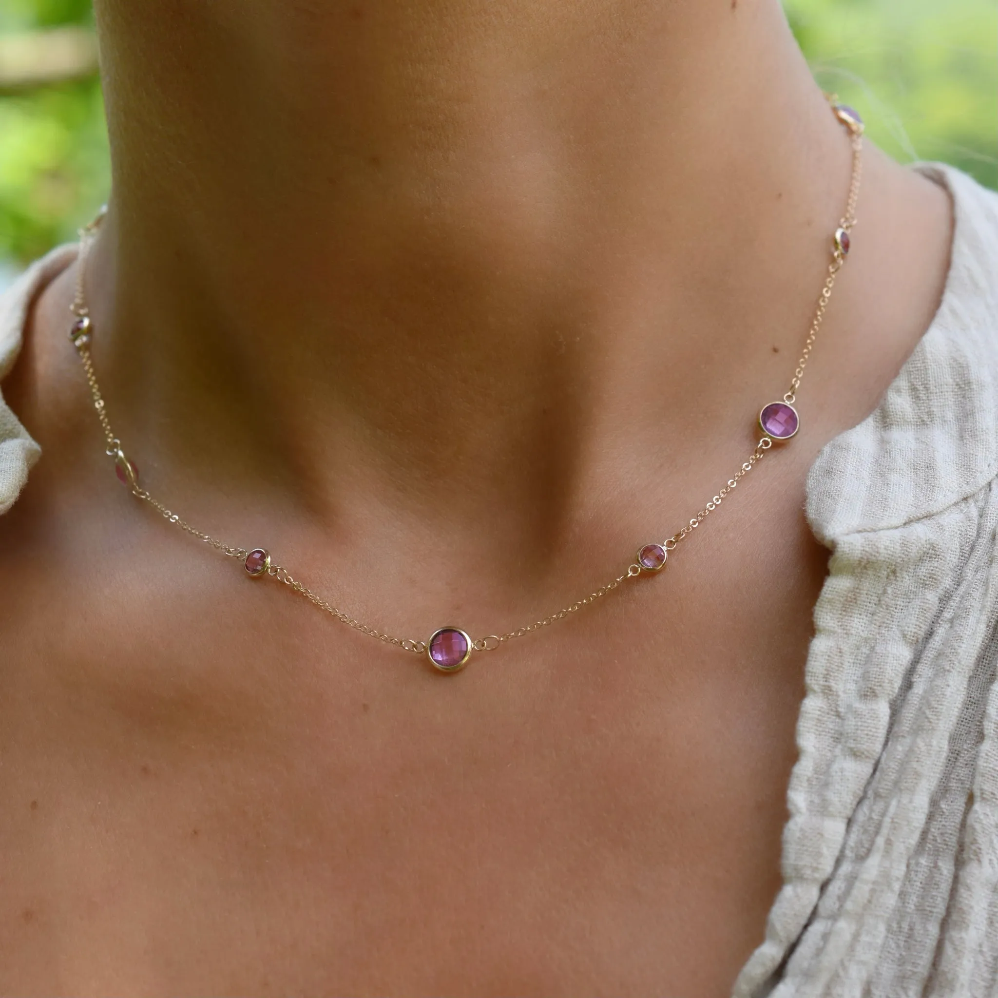 Bayberry Grand & Petite 11 Pink Sapphire Necklace in 14k Gold (October) sold by Haverhill product image thumbnail 3