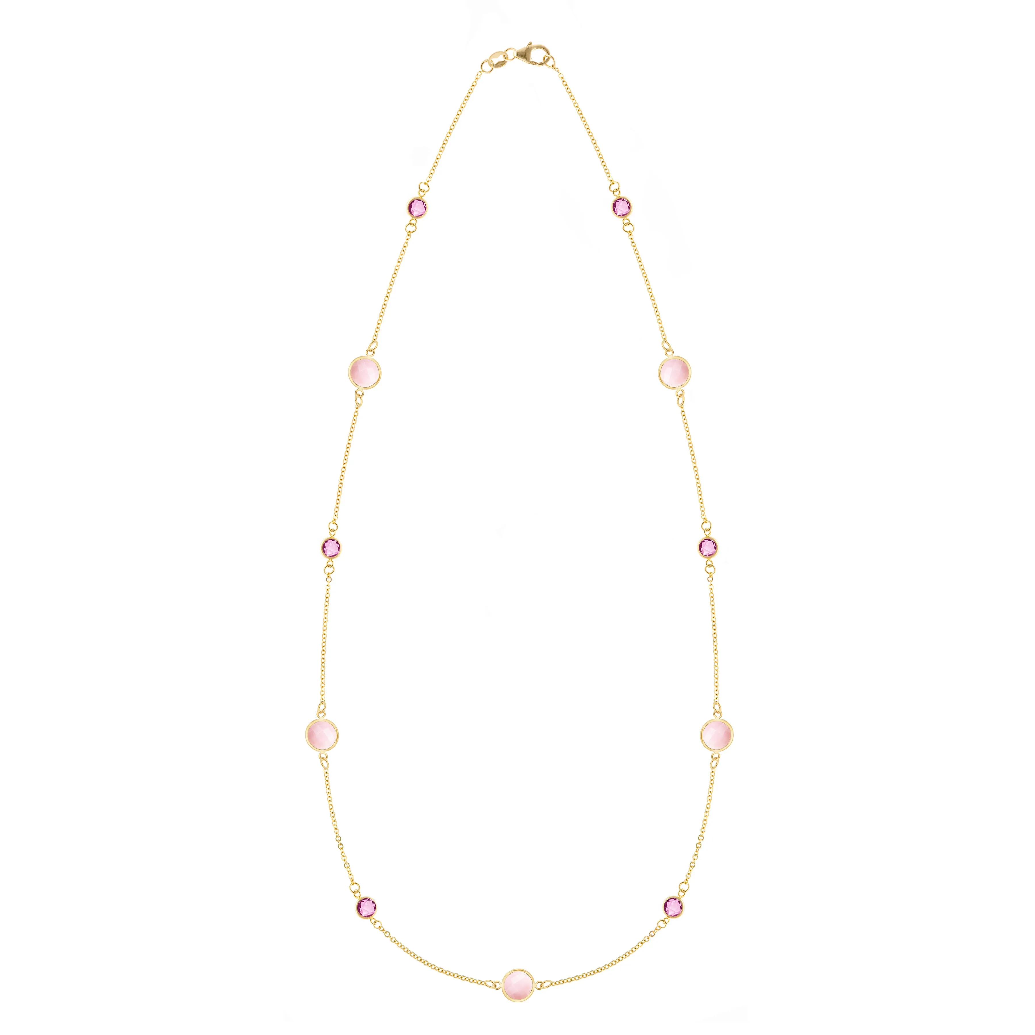 Bayberry Grand & Petite 11 Pink Opal & Pink Sapphire Necklace in 14k Gold (October) sold by Haverhill