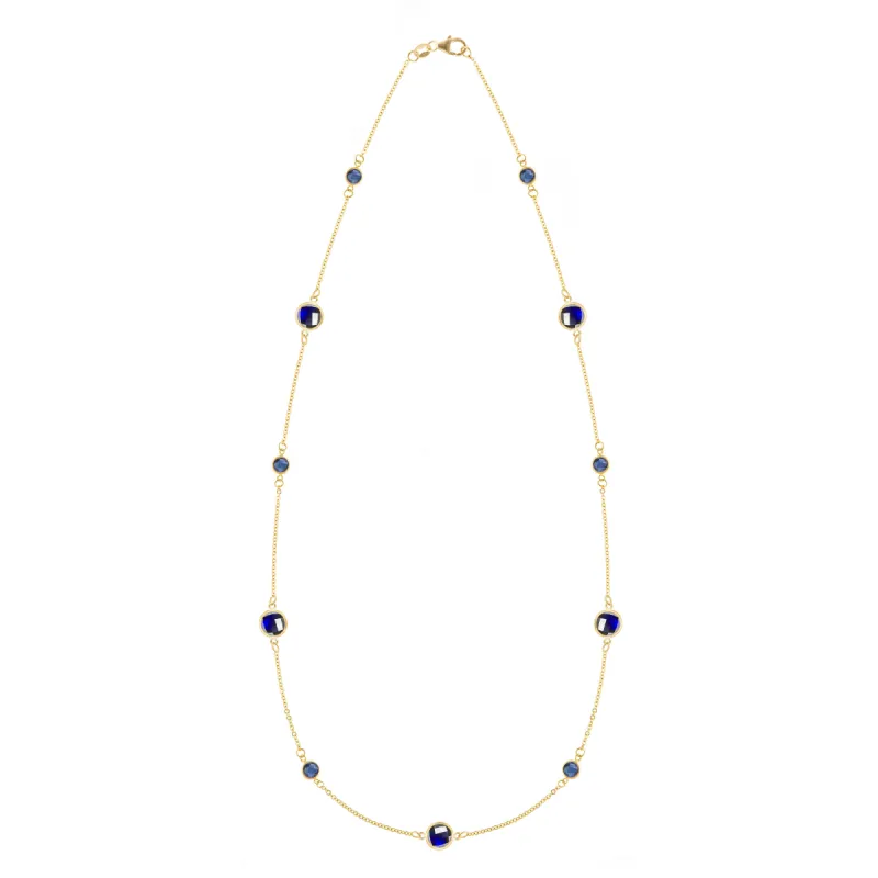 Bayberry Grand & Petite 11 Sapphire Necklace in 14k Gold (September) sold by Haverhill