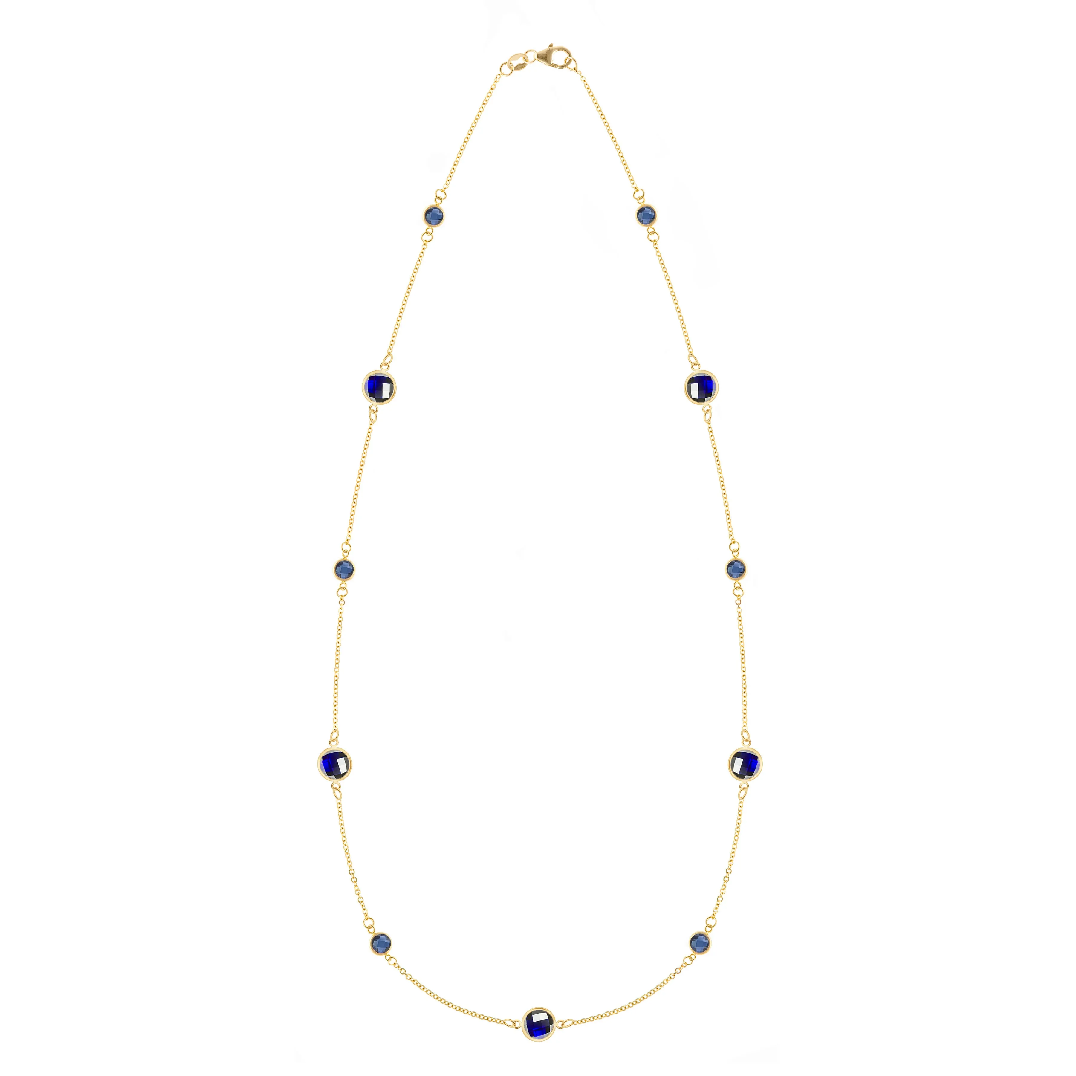 Bayberry Grand & Petite 11 Sapphire Necklace in 14k Gold (September) sold by Haverhill
