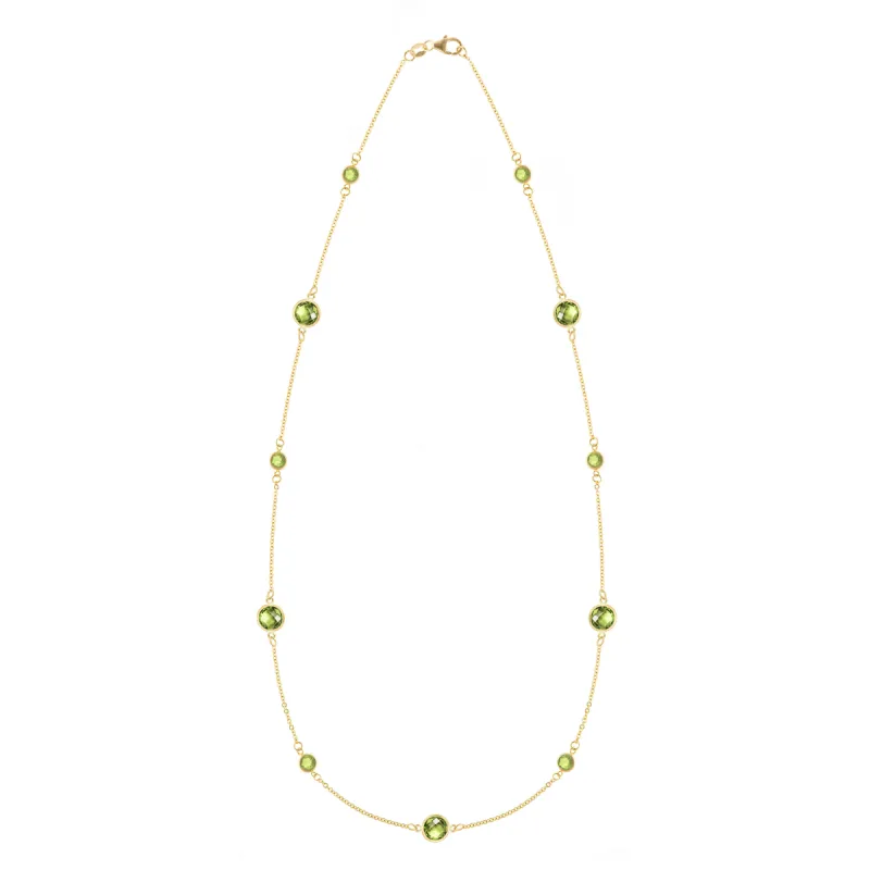 Bayberry Grand & Petite 11 Peridot Necklace in 14k Gold (August) sold by Haverhill