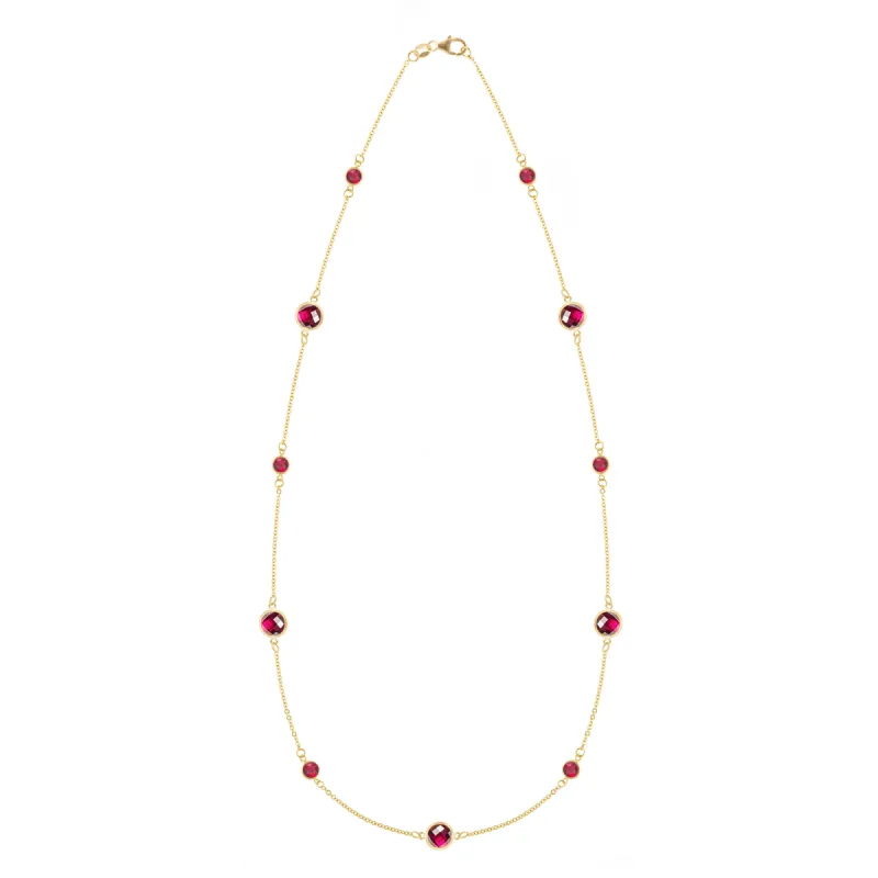 Bayberry Grand & Petite 11 Ruby Necklace in 14k Gold (July) sold by Haverhill