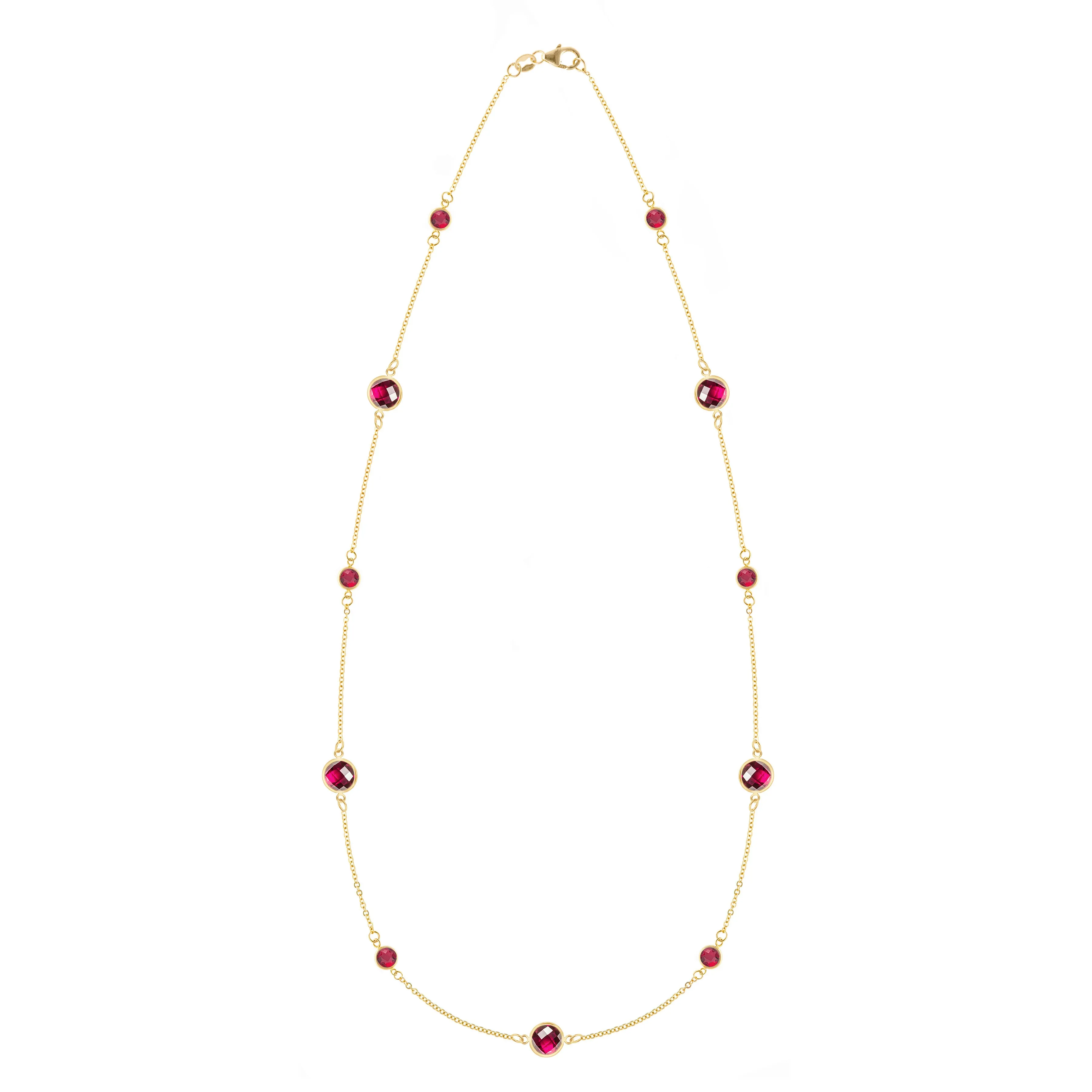 Bayberry Grand & Petite 11 Ruby Necklace in 14k Gold (July) sold by Haverhill