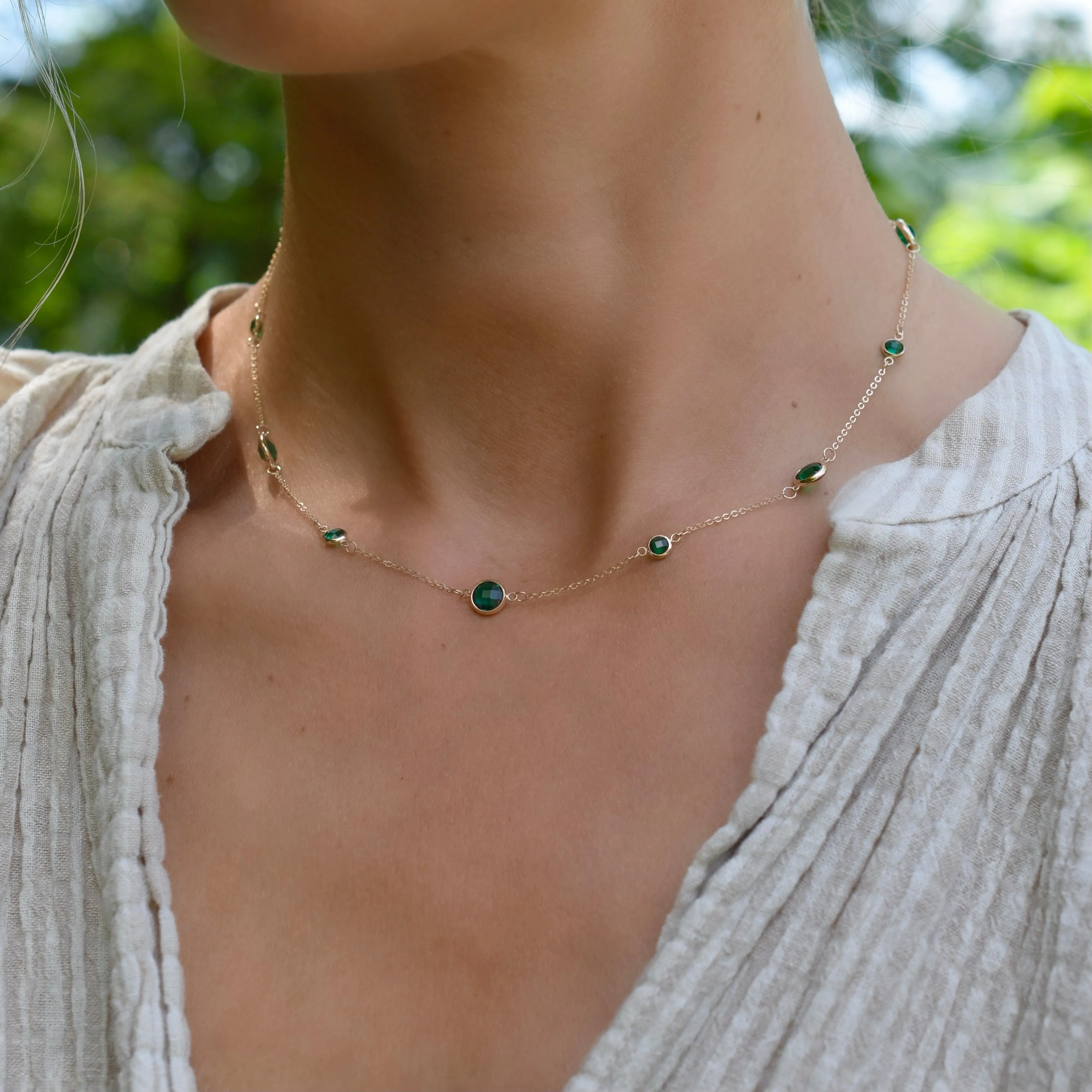 Bayberry Grand & Petite 11 Emerald Necklace in 14k Gold (May) sold by Haverhill product image thumbnail 2