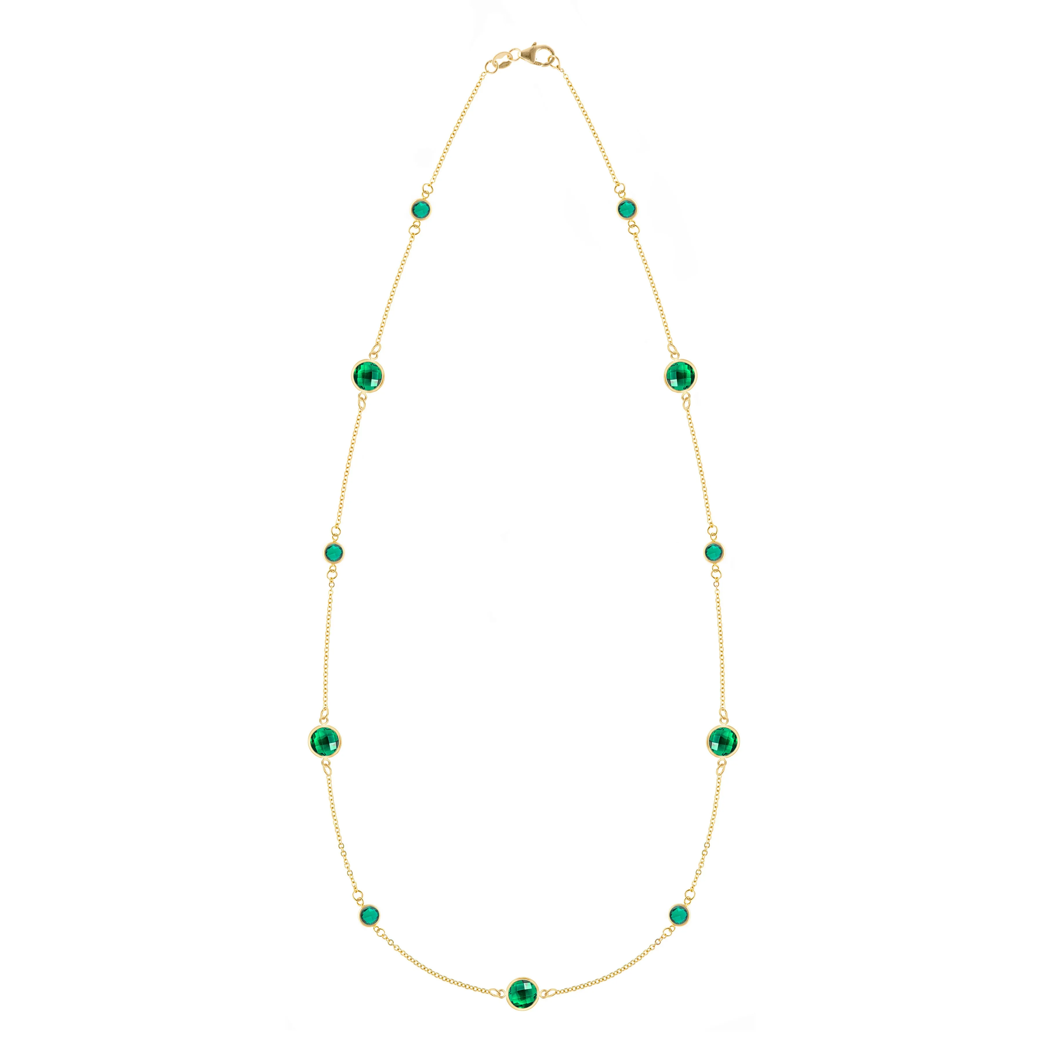 Bayberry Grand & Petite 11 Emerald Necklace in 14k Gold (May) sold by Haverhill