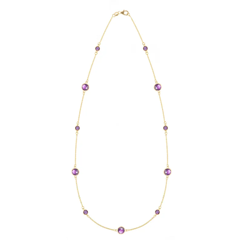 Bayberry Grand & Petite 11 Amethyst Necklace in 14k Gold (February) sold by Haverhill