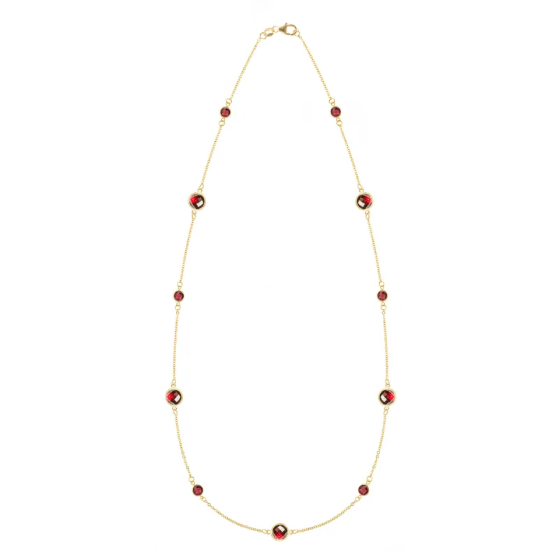 Bayberry Grand & Petite 11 Garnet Necklace in 14k Gold (January) sold by Haverhill