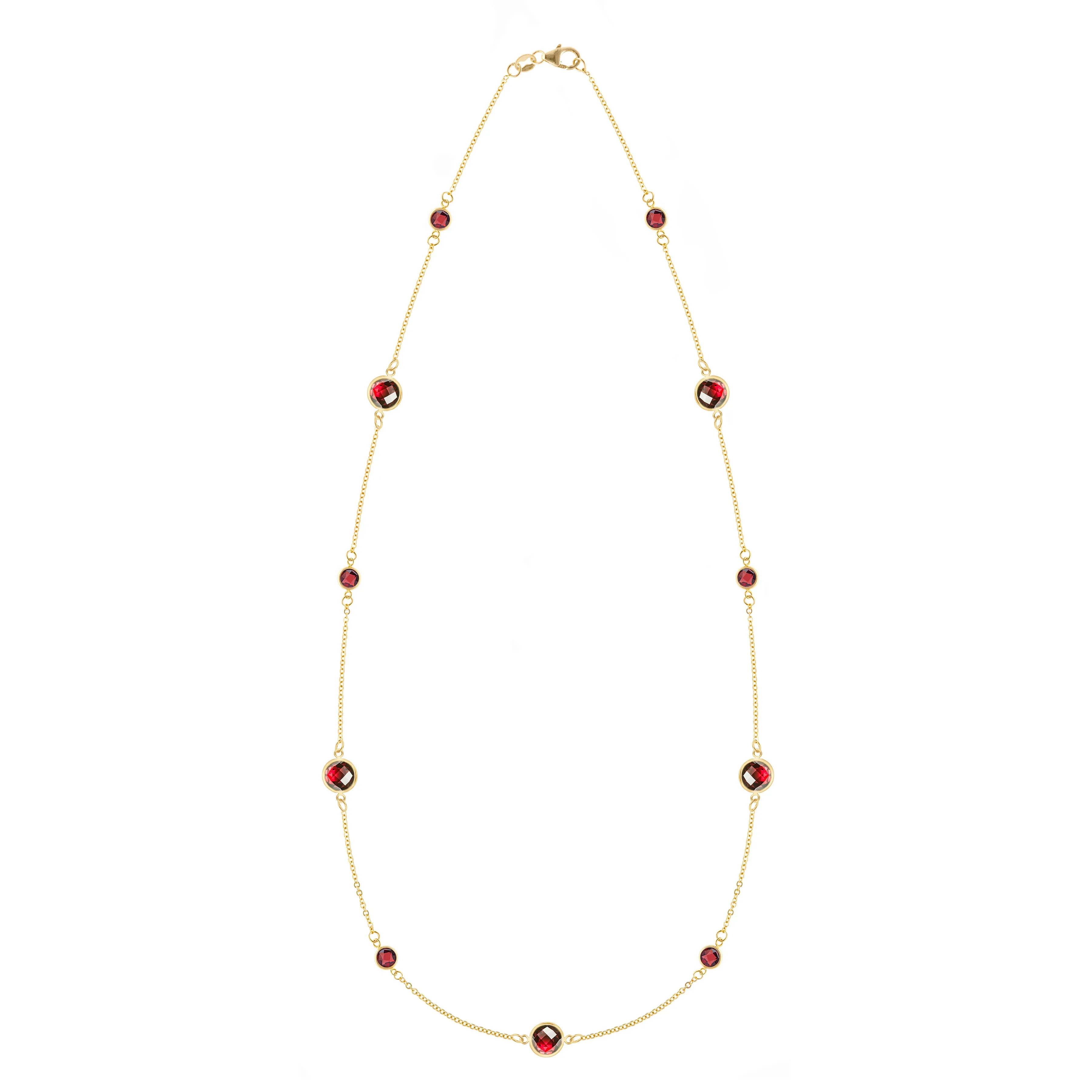 Bayberry Grand & Petite 11 Garnet Necklace in 14k Gold (January) sold by Haverhill