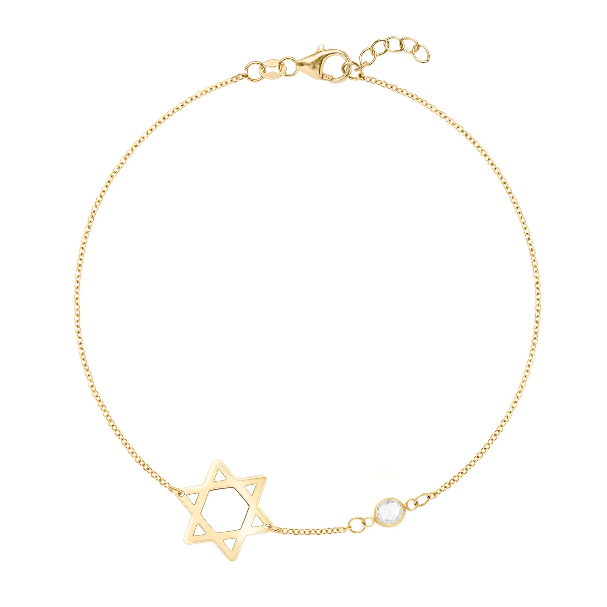 Star of David & Petite 1 Birthstone Bracelet in 14k Gold sold by Haverhill