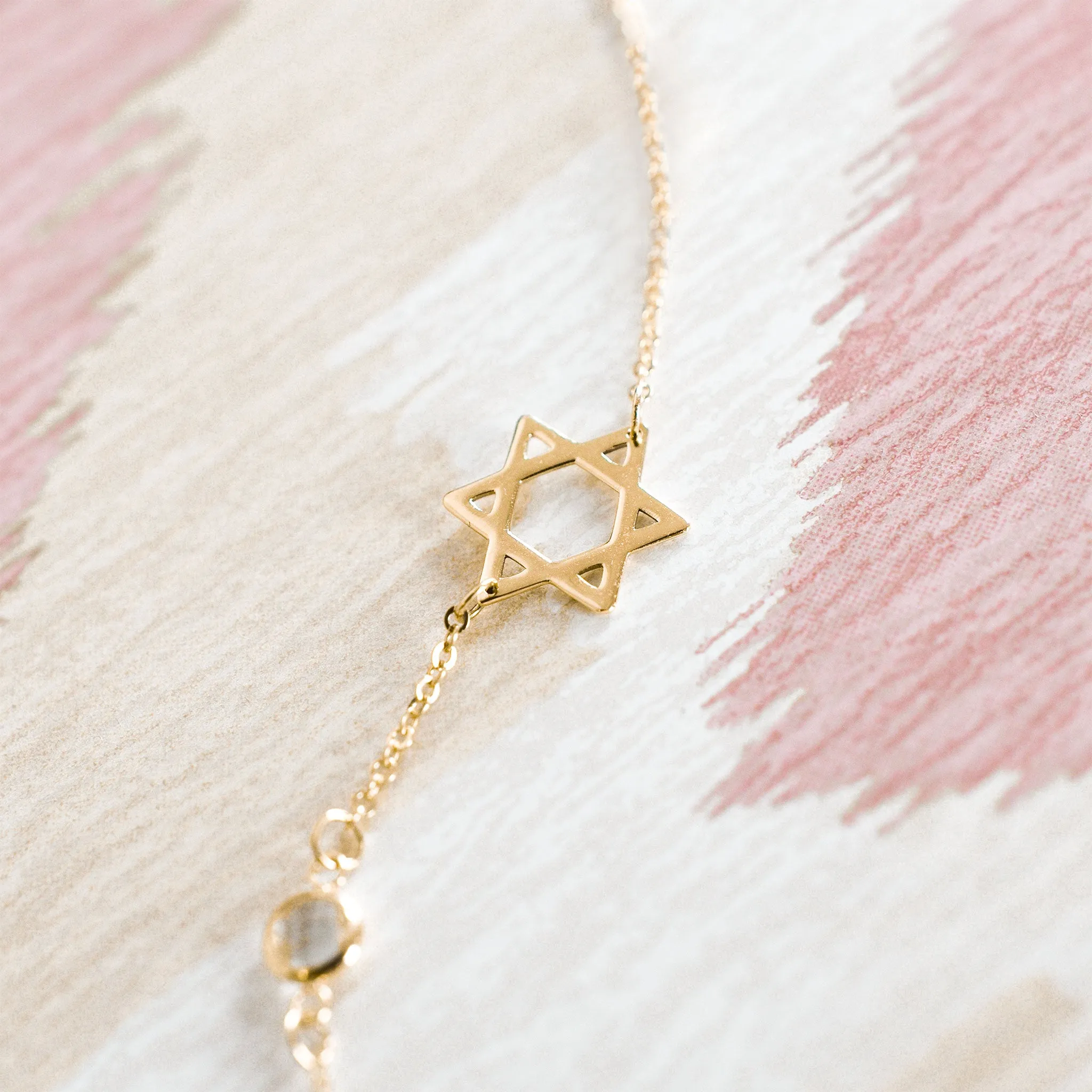 Star of David & Petite 1 Birthstone Bracelet in 14k Gold sold by Haverhill product image thumbnail 3