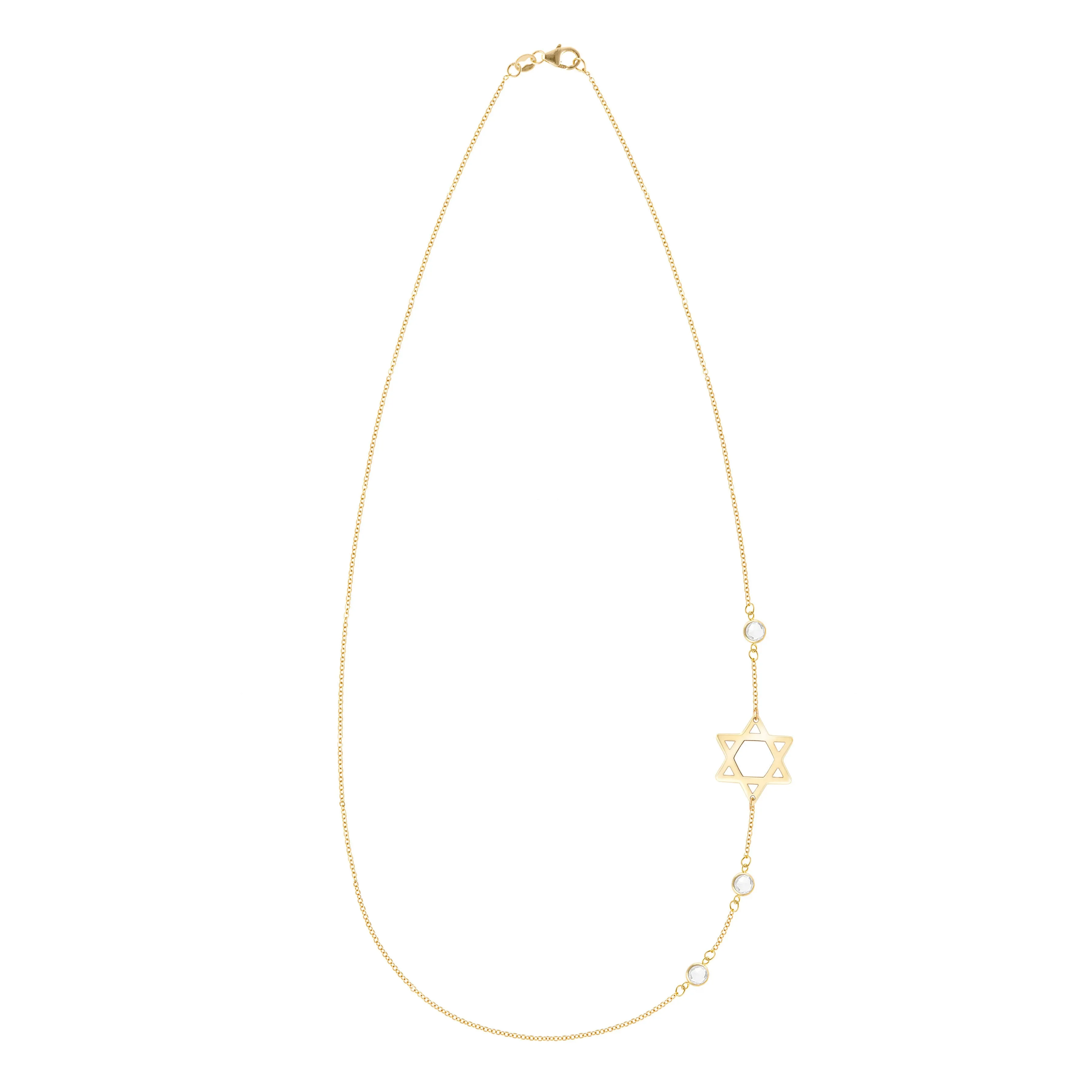 Star of David & Petite 3 Birthstone Necklace in 14k Gold sold by Haverhill product image thumbnail 5