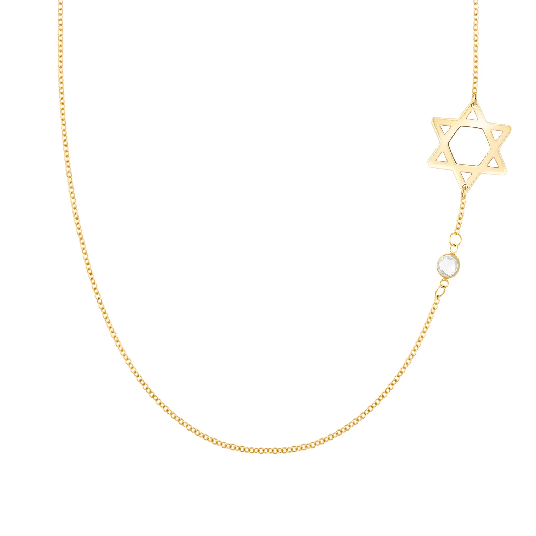 Star of David & Petite 1 Birthstone Necklace in 14k Gold sold by Haverhill