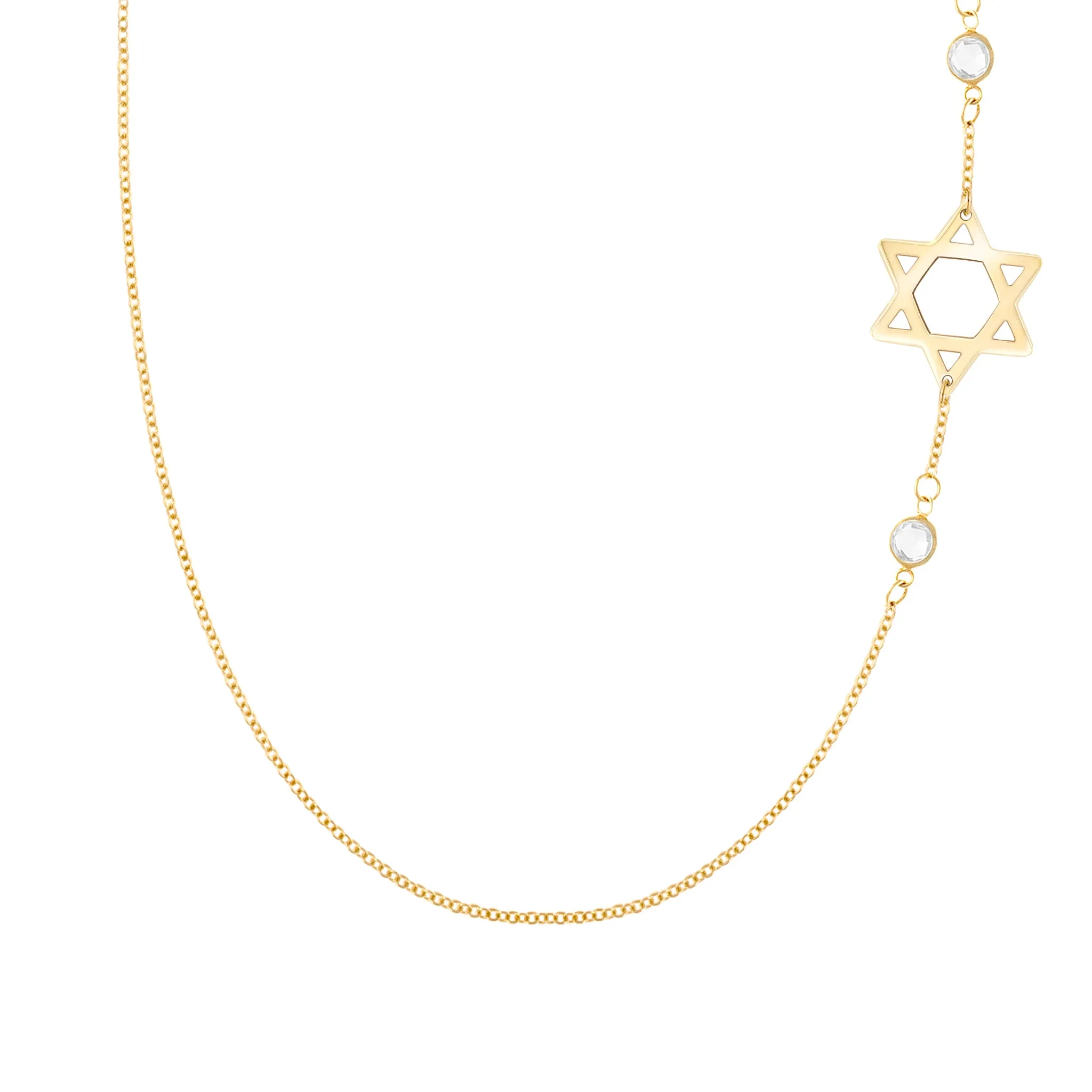 Star of David & Petite 2 Birthstone Necklace in 14k Gold sold by Haverhill