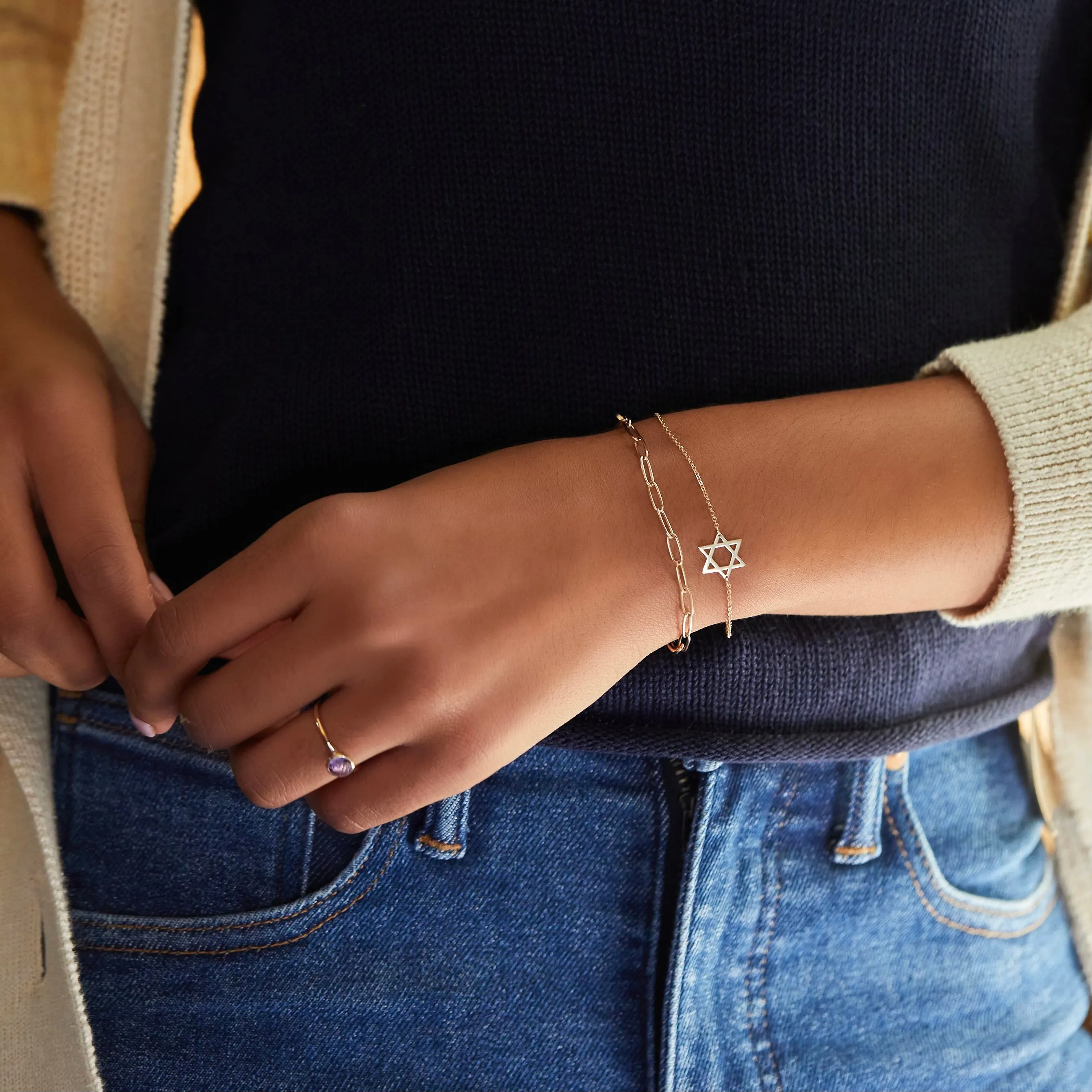 Star of David Bracelet in 14k Gold sold by Haverhill product image thumbnail 3