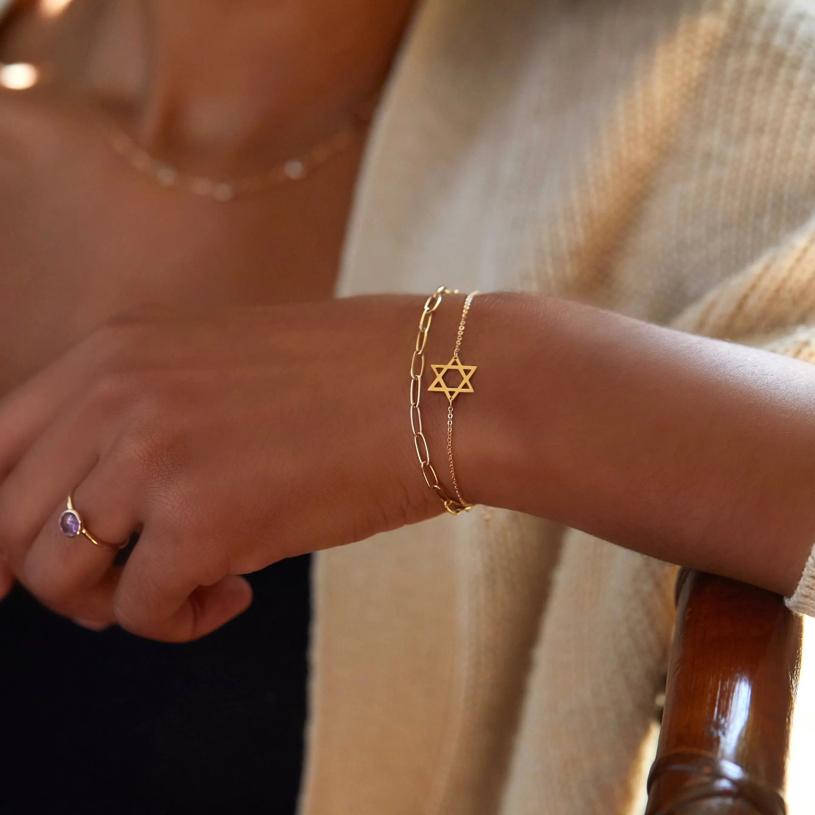 Star of David Bracelet in 14k Gold sold by Haverhill product image thumbnail 2