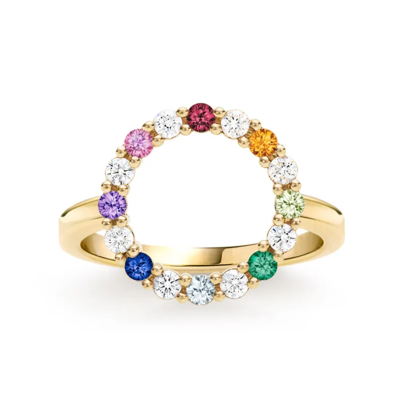 Rainbow Rosecliff Circle Ring with Diamonds in 14k Gold sold by Haverhill