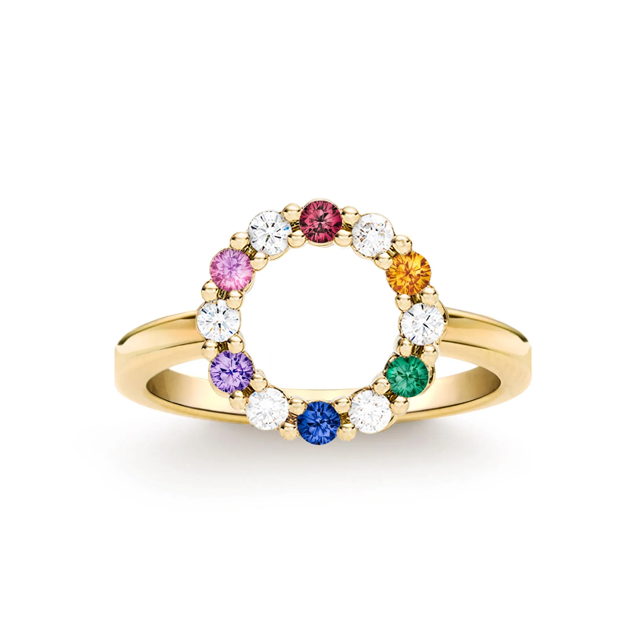 Rainbow Rosecliff Small Circle Ring with Diamonds in 14k Gold sold by Haverhill