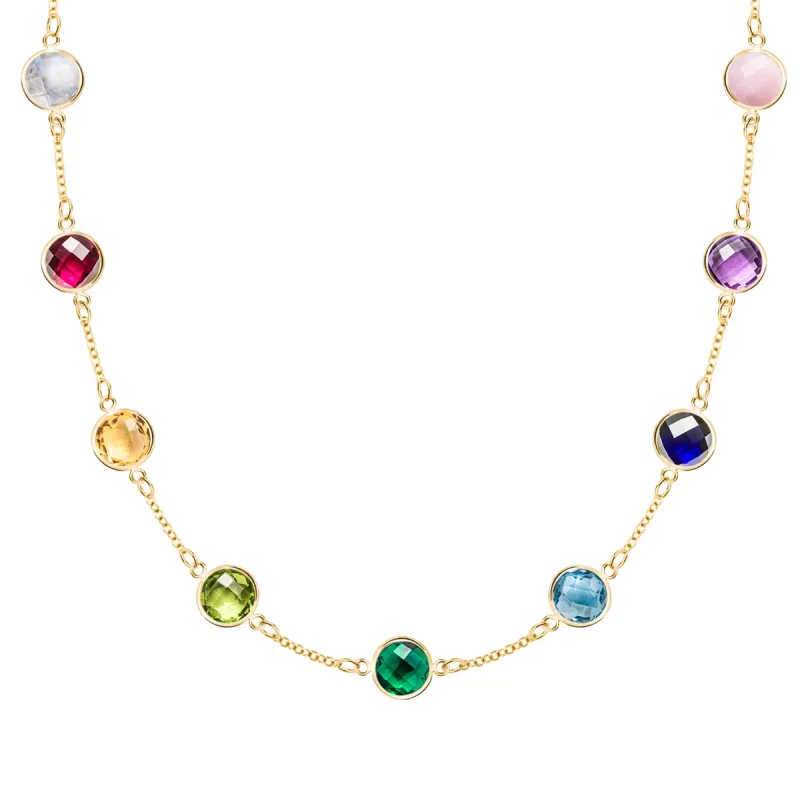 Rainbow Grand 9 Stone Necklace in 14k Gold sold by Haverhill
