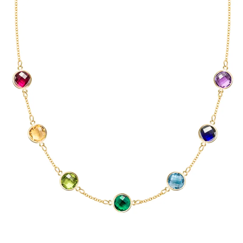 Rainbow Grand 7 Stone Necklace in 14k Gold sold by Haverhill
