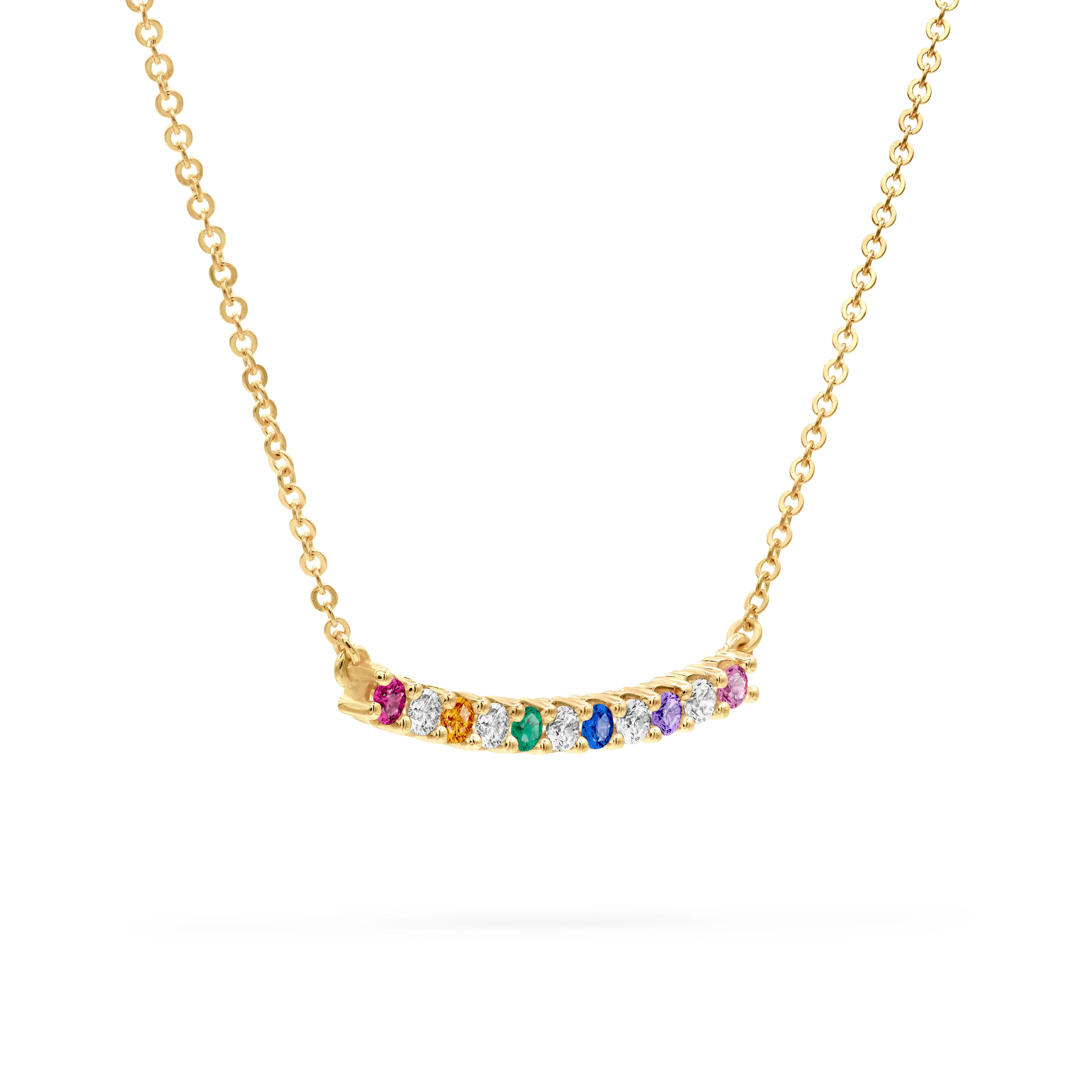 Rainbow Rosecliff Bar Necklace with Diamonds in 14k Gold sold by Haverhill product image thumbnail 4