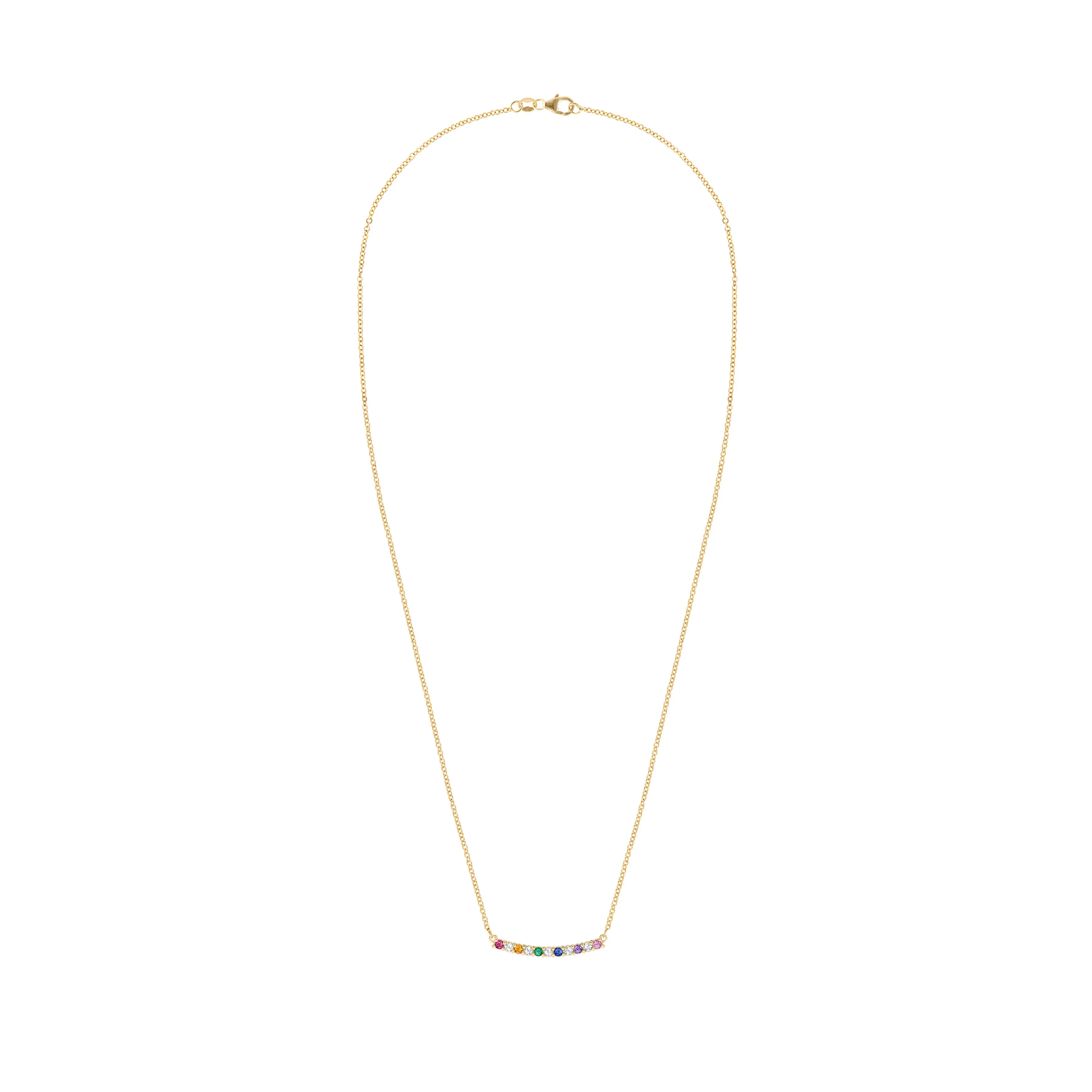 Rainbow Rosecliff Bar Necklace with Diamonds in 14k Gold sold by Haverhill product image thumbnail 5