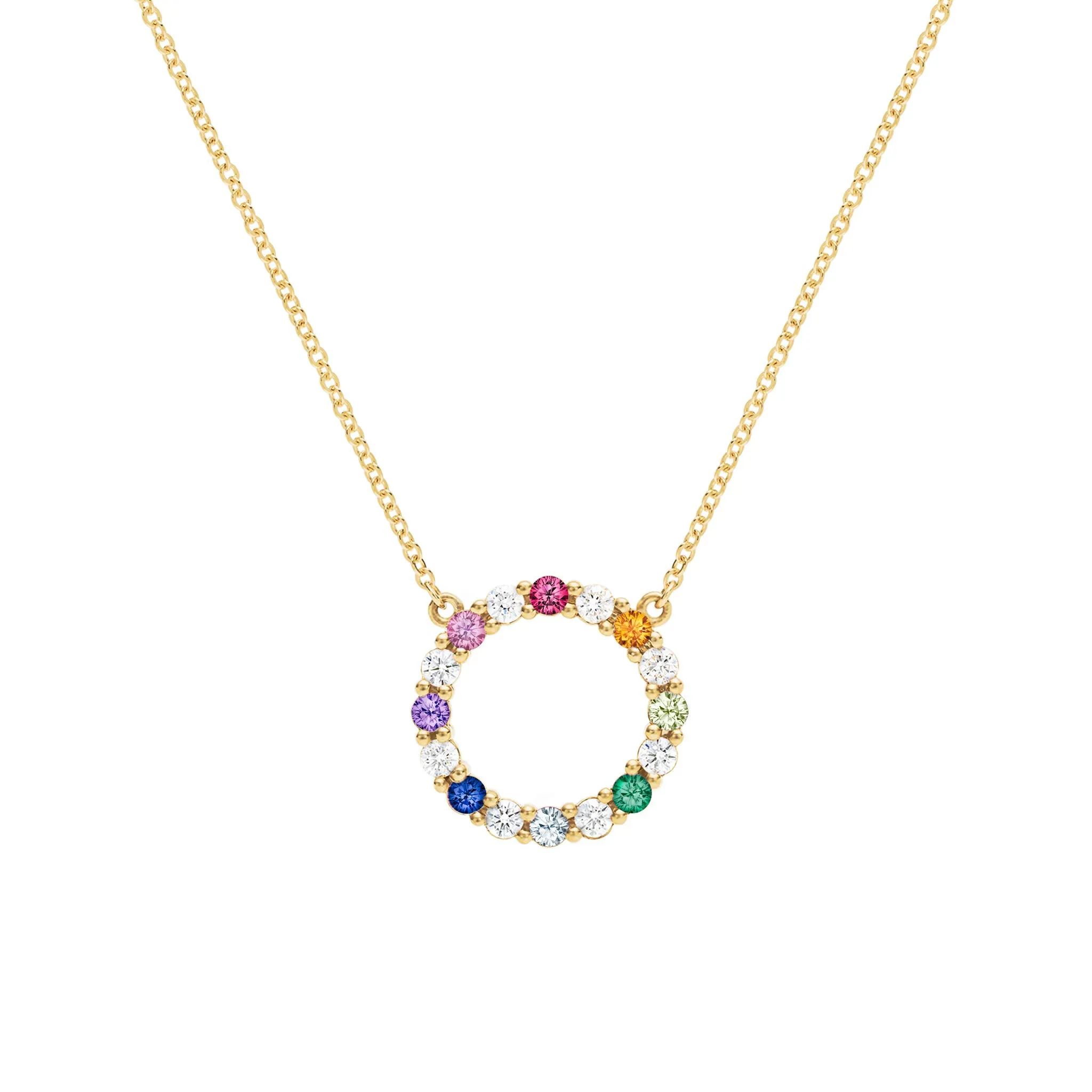 Rainbow Rosecliff Circle Necklace with Diamonds in 14k Gold sold by Haverhill