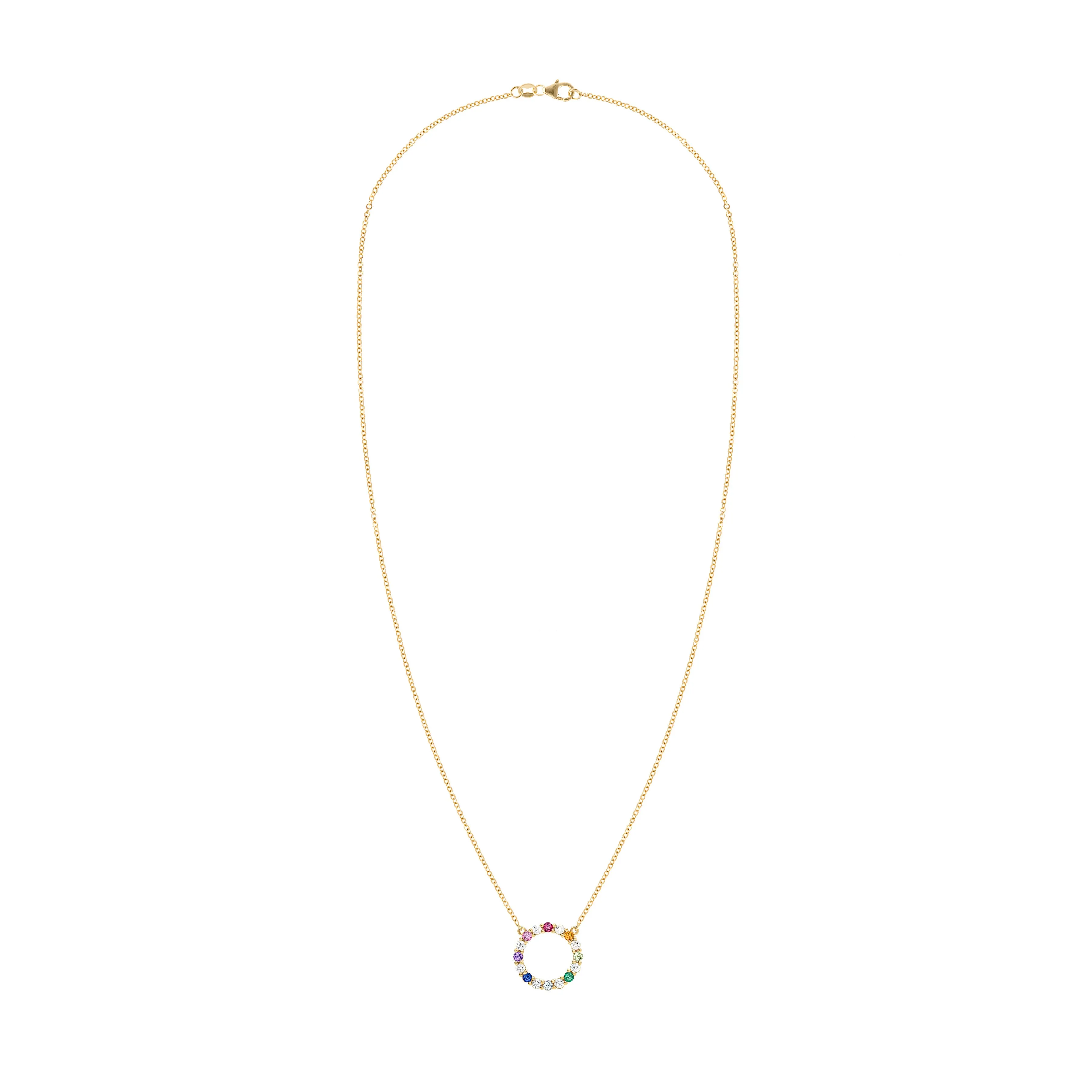 Rainbow Rosecliff Circle Necklace with Diamonds in 14k Gold sold by Haverhill product image thumbnail 5
